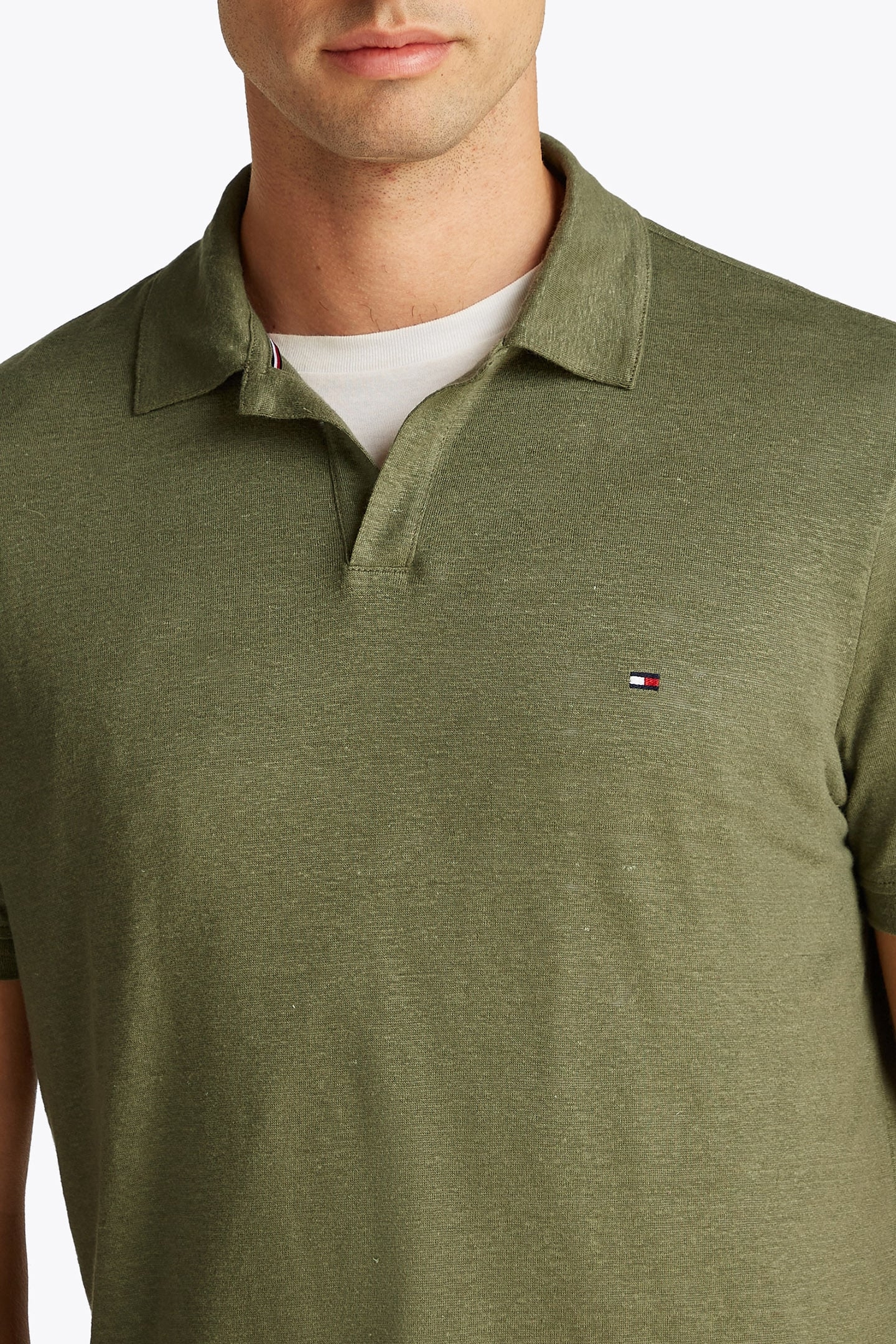 PURE LINEN SHORT SLEEVE POLO SHIRT, NORMAL FIT, BATTLE GREEN 6