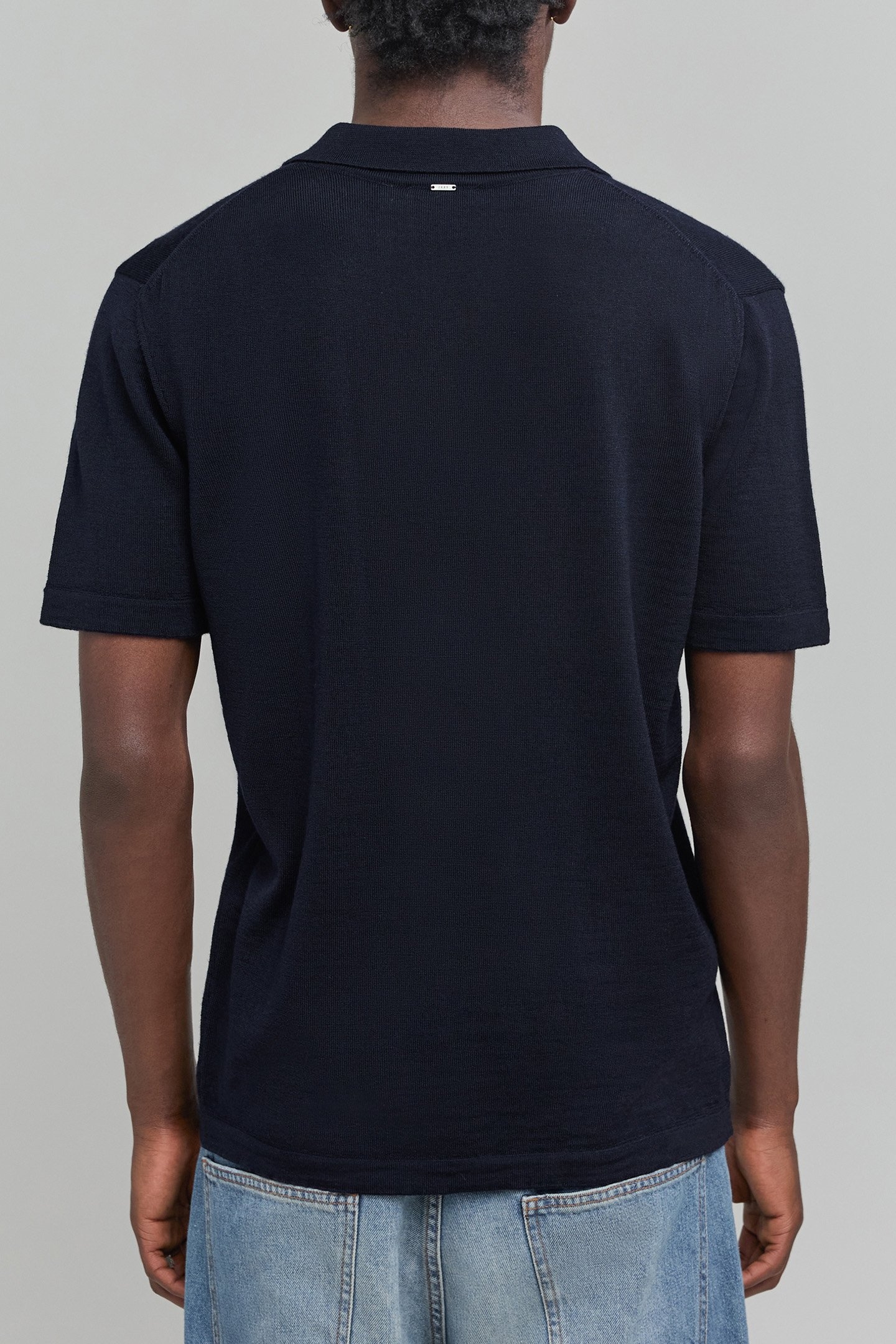 100% MERINO WOOL KNIT NAVY POLO SHIRT 2