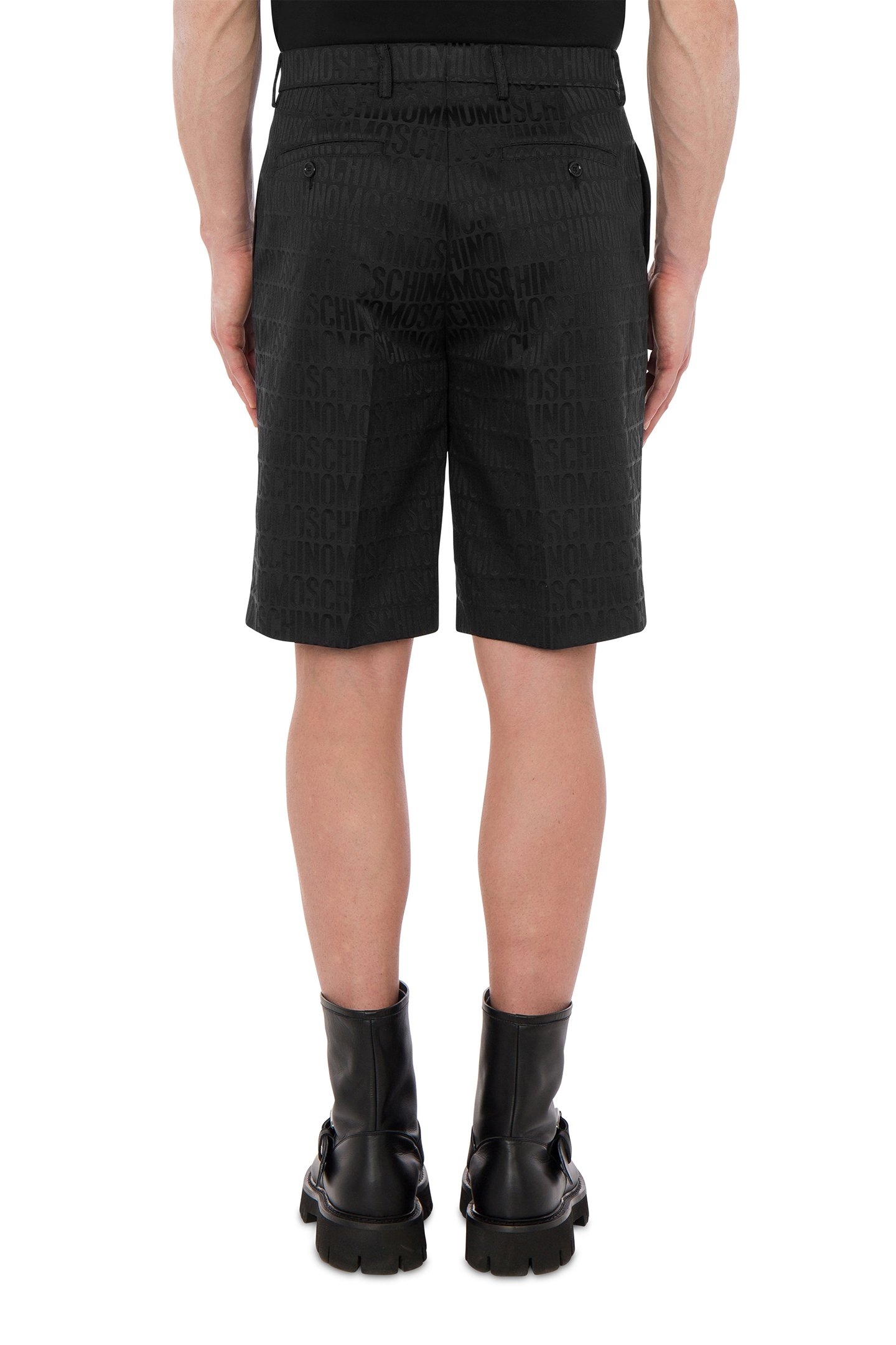 ALLOVER LOGO JACQUARD NYLON BERMUDA SHORTS BLACK 2