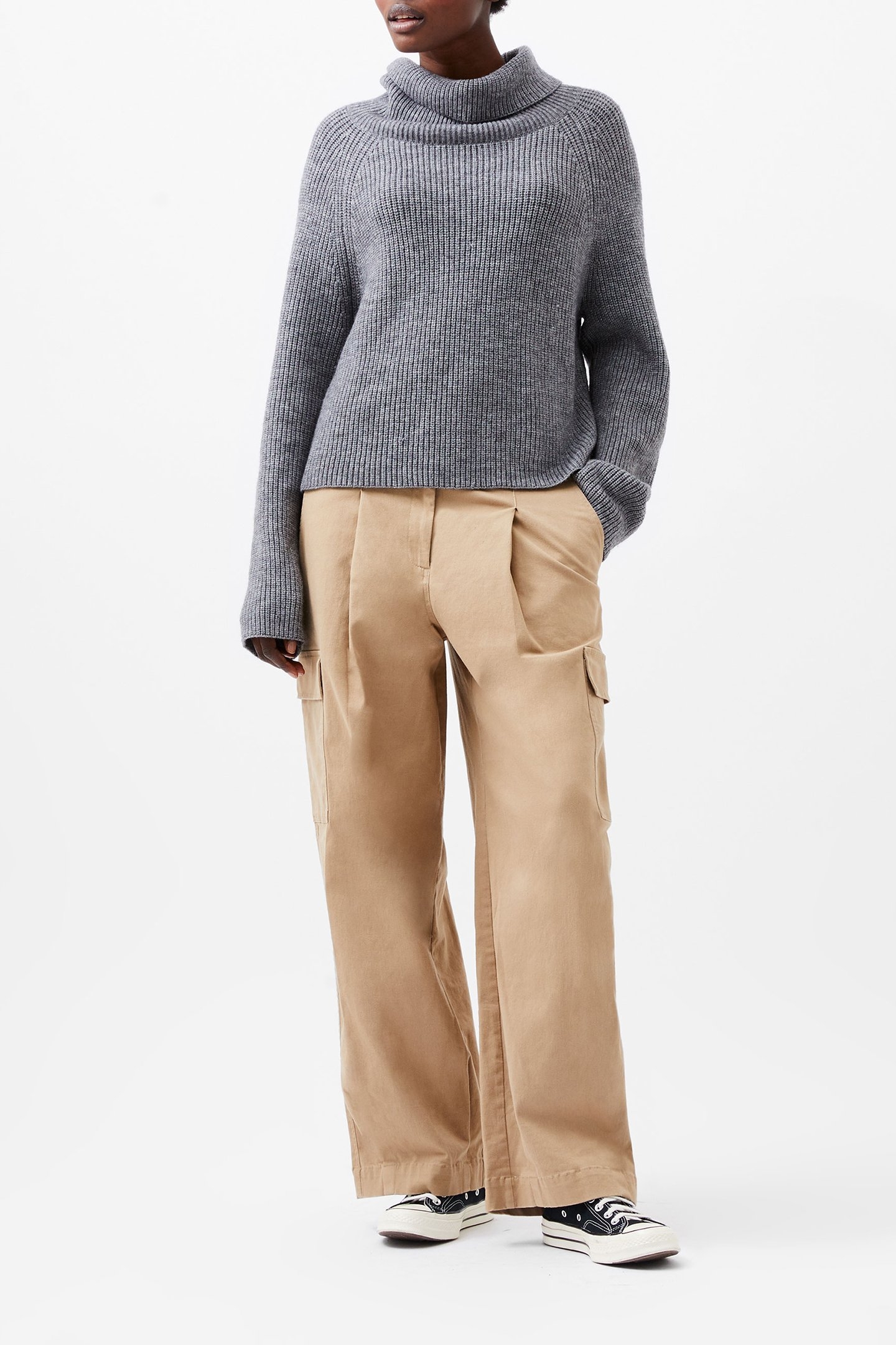 MERSAI LS ROLL NK JUMPER STONE GREY MEL 1