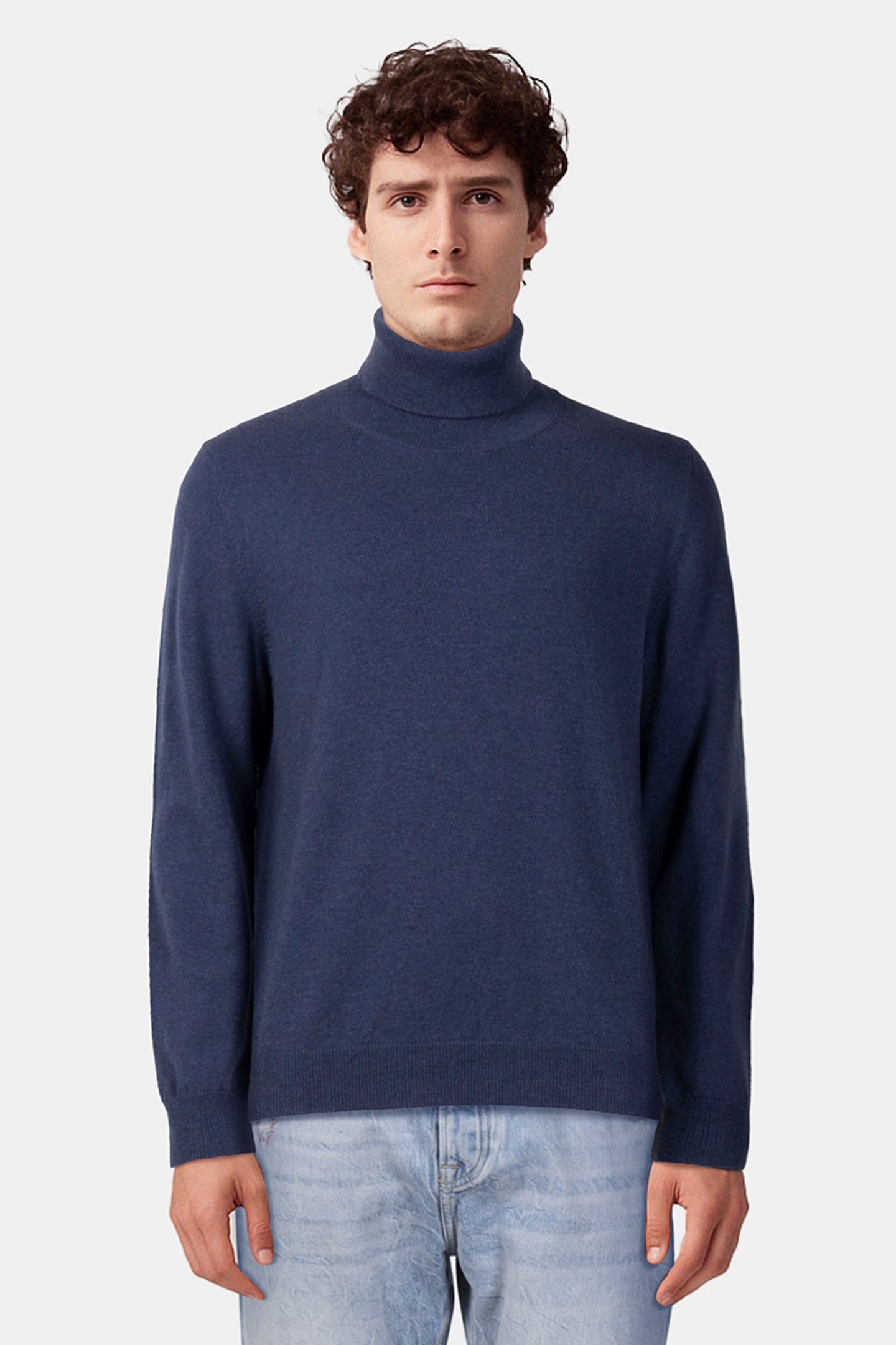 MENS SWEATER ROLL NECK INDIGO 1