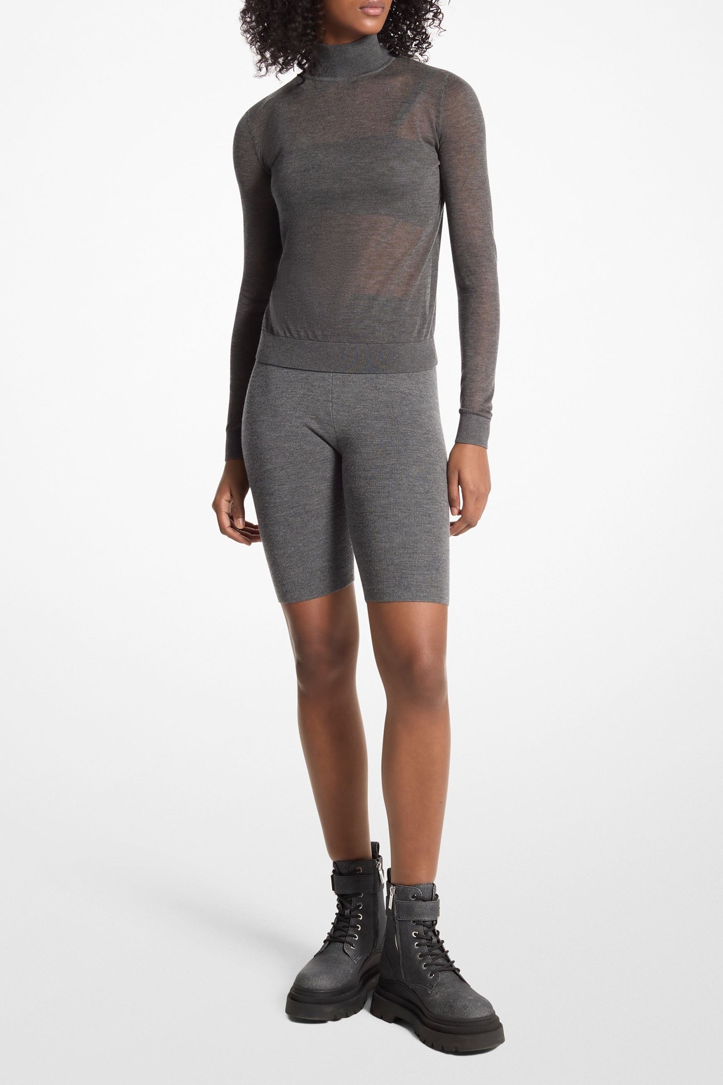 SHEER LONG SLEEVE TOP IN GREY 1