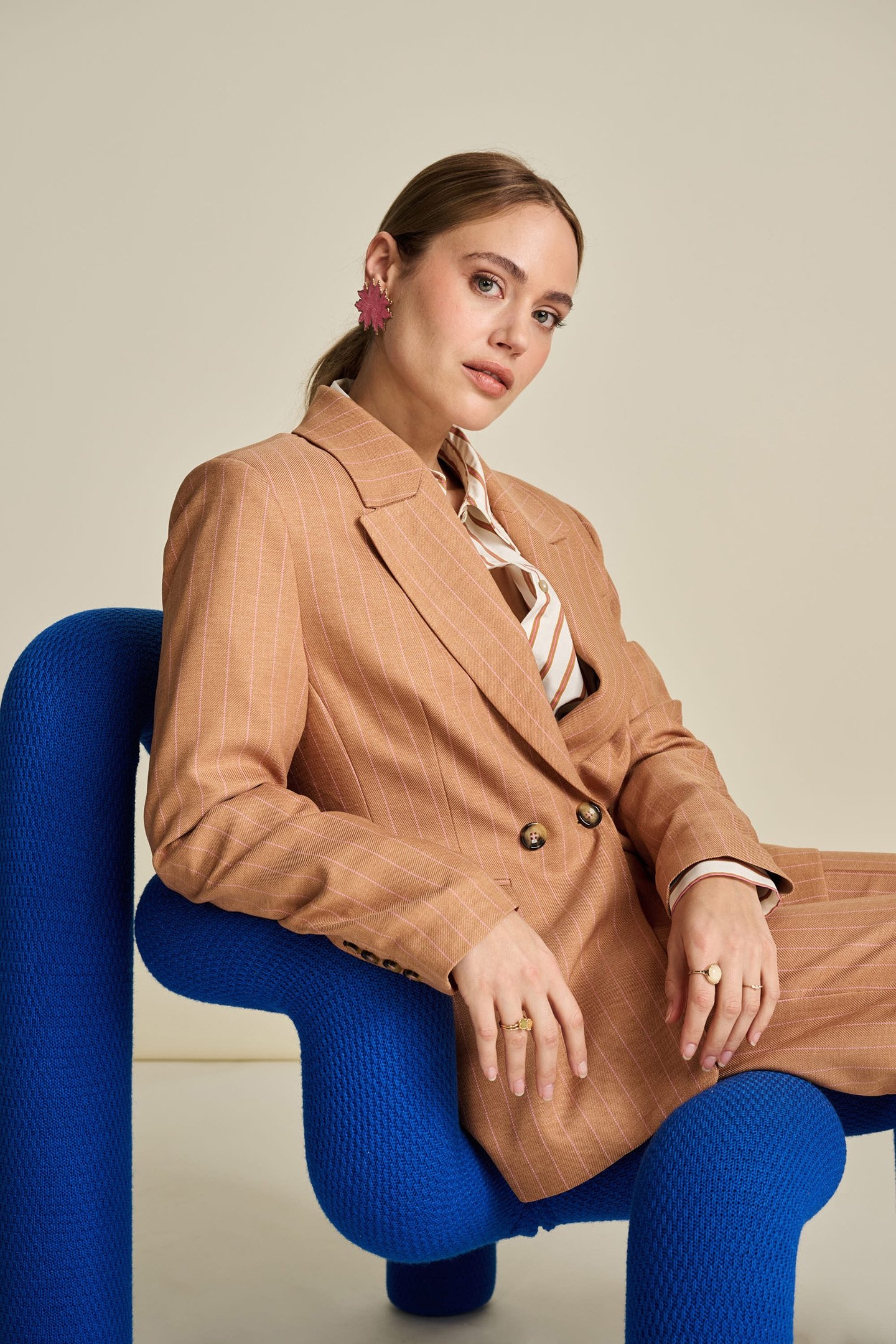 BLAZER - STRIPED SUGAR BROWN 4