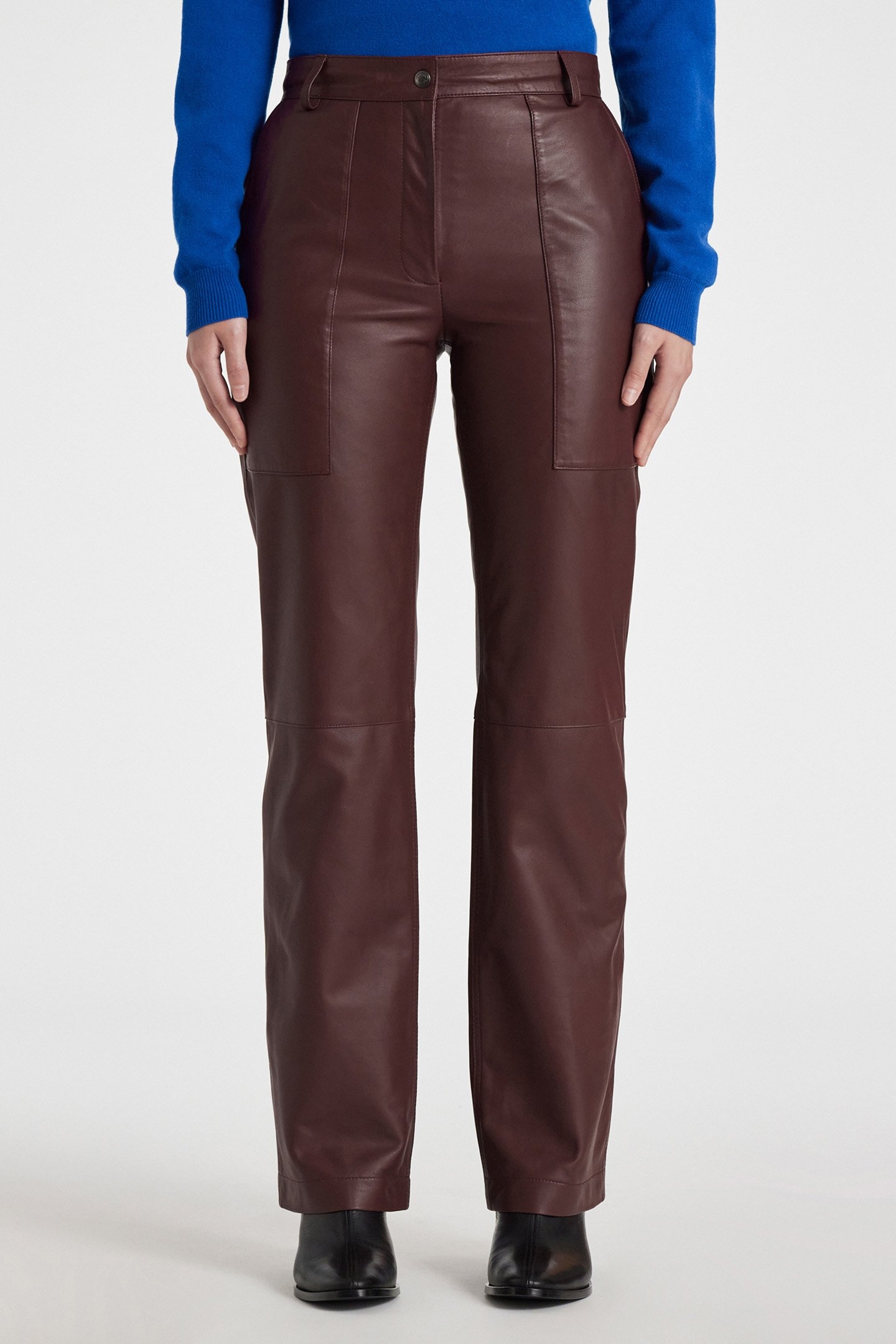 TROUSER LEATHER BURGUNDY/BORDE 1