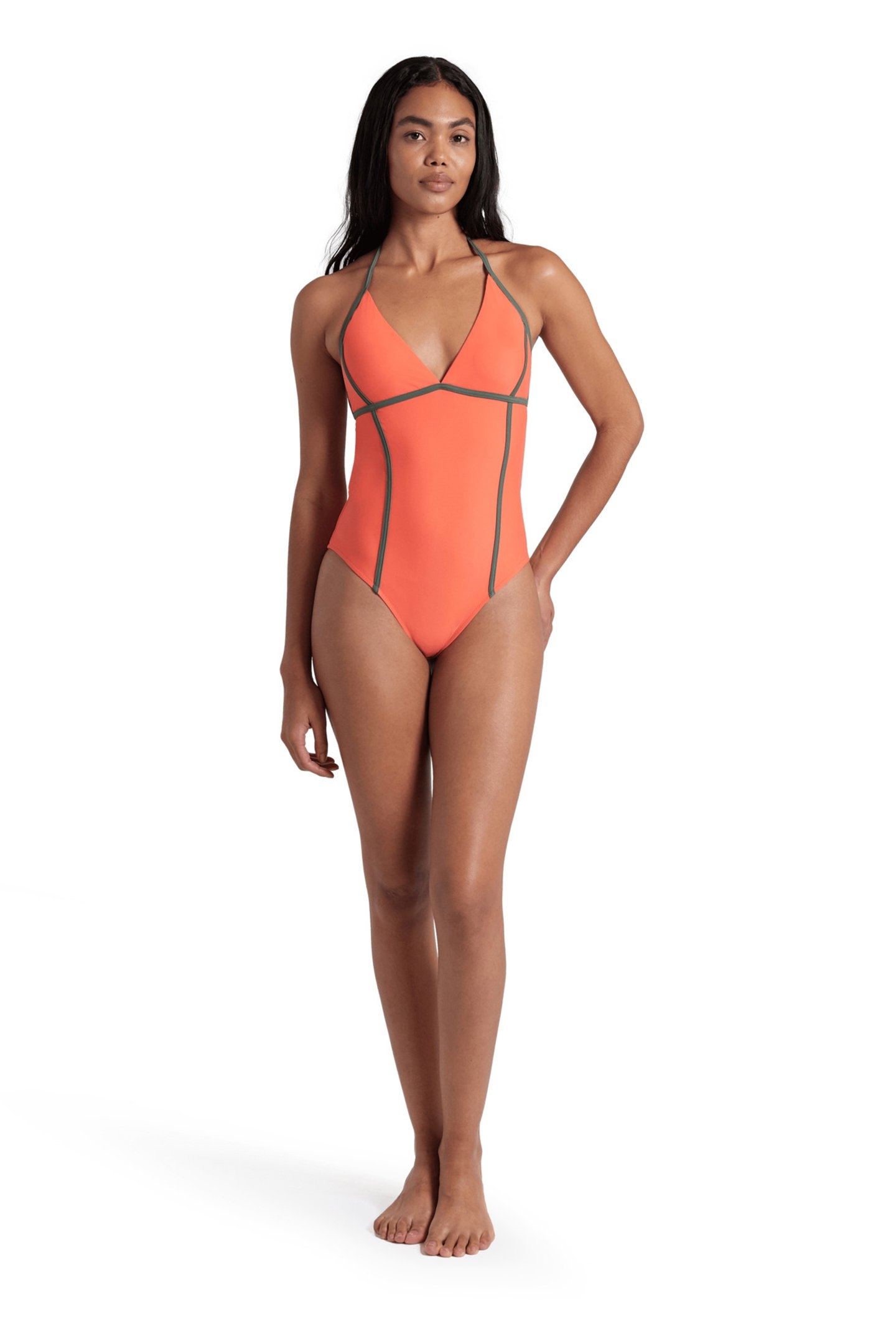WOMEN'S ARENA PRO_FILE SWIMSUIT TIE BACK CALYPSO CORAL-SAGE 3