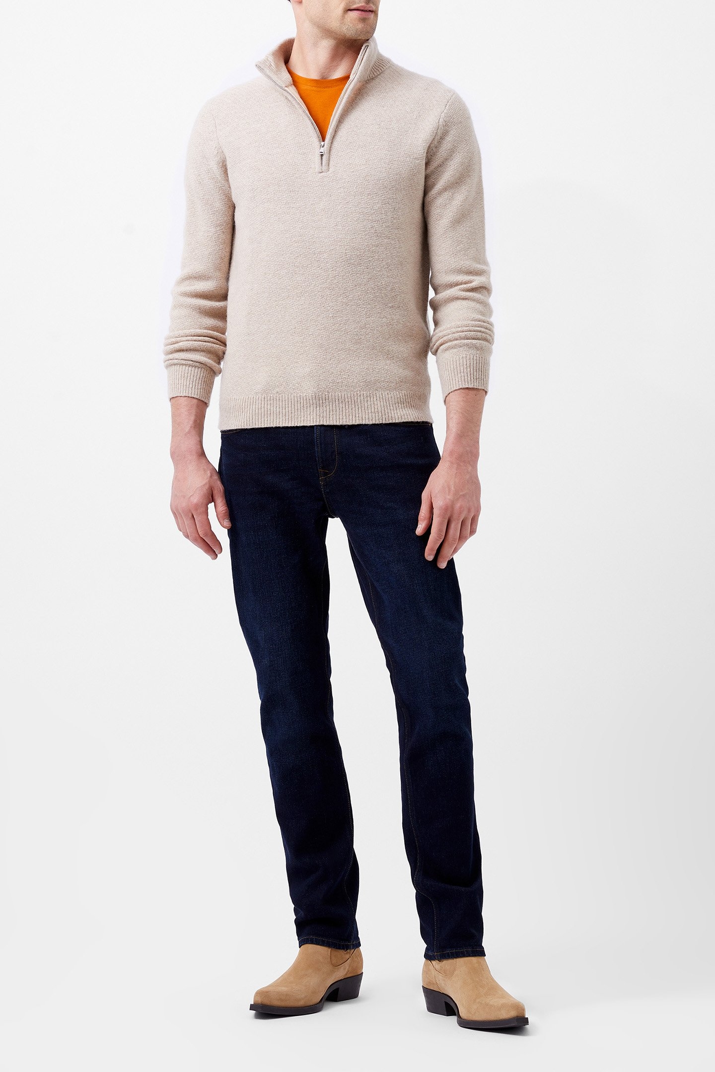 TEXTURED 1/2 ZIP JUMPER SAND 1