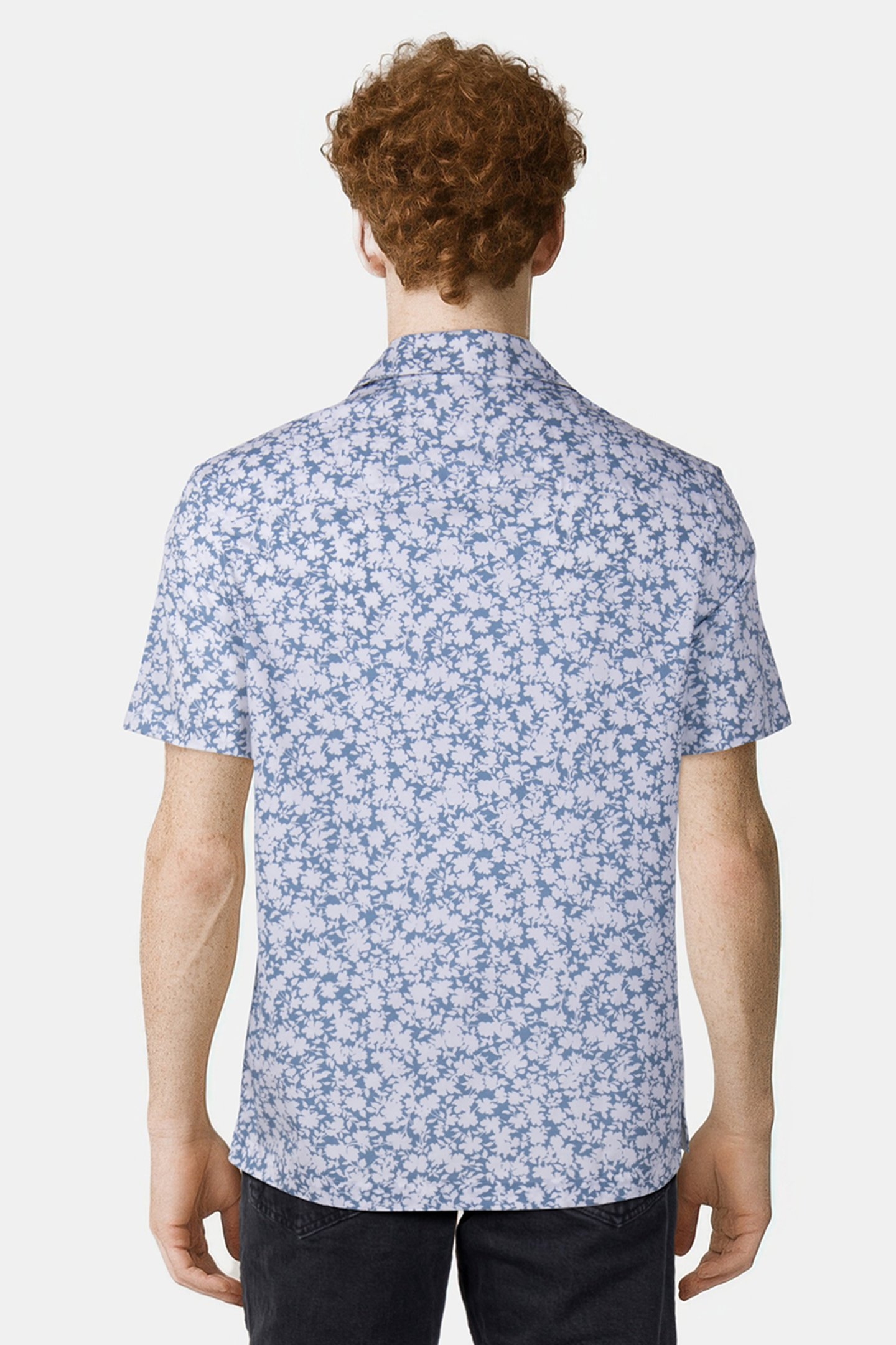 SHORT SLEEVE SHIRT IN BLUE FLORAL PRINT 2