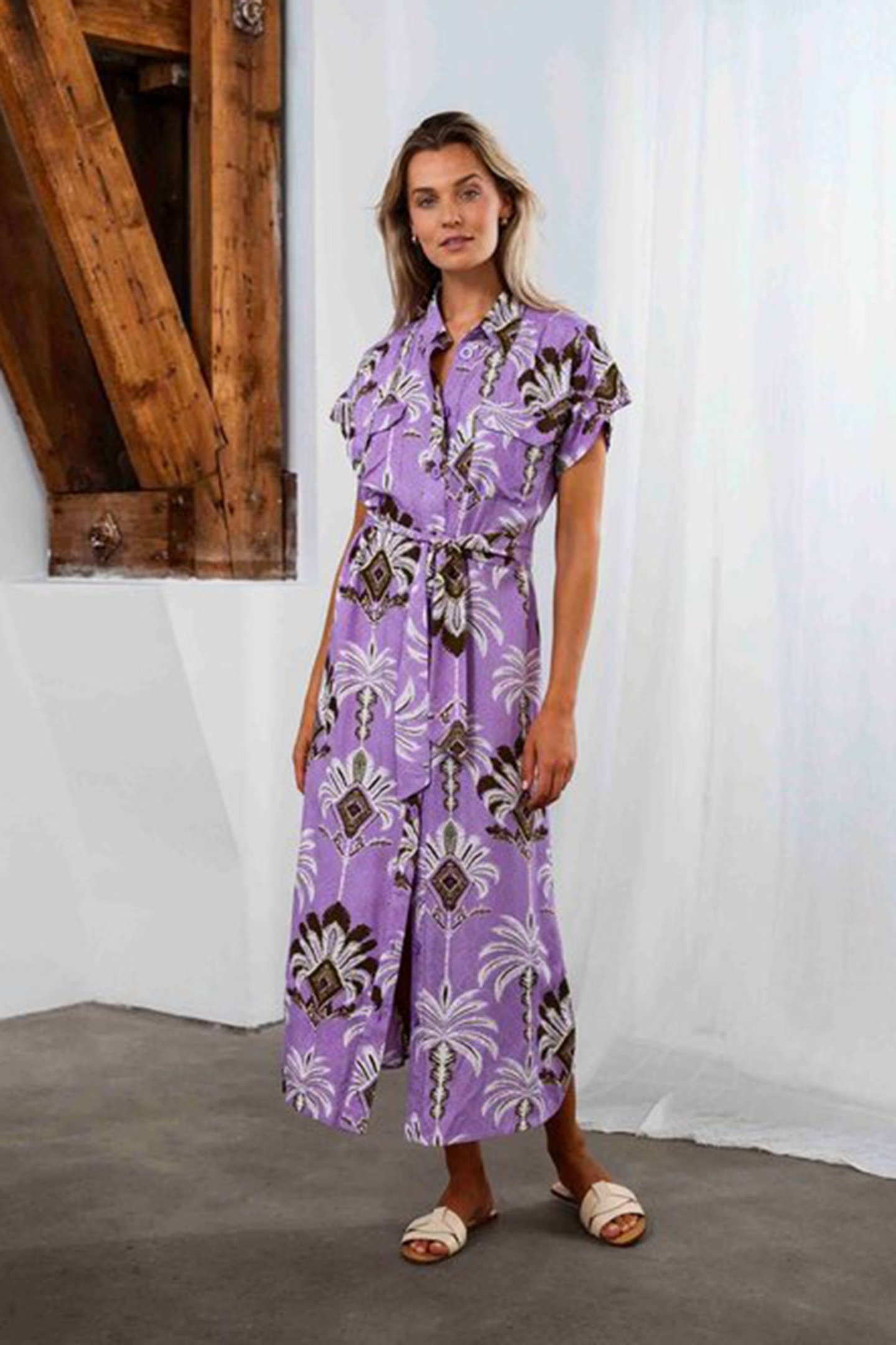 DRESS PURPLE PALM PRINT PURPLES 1