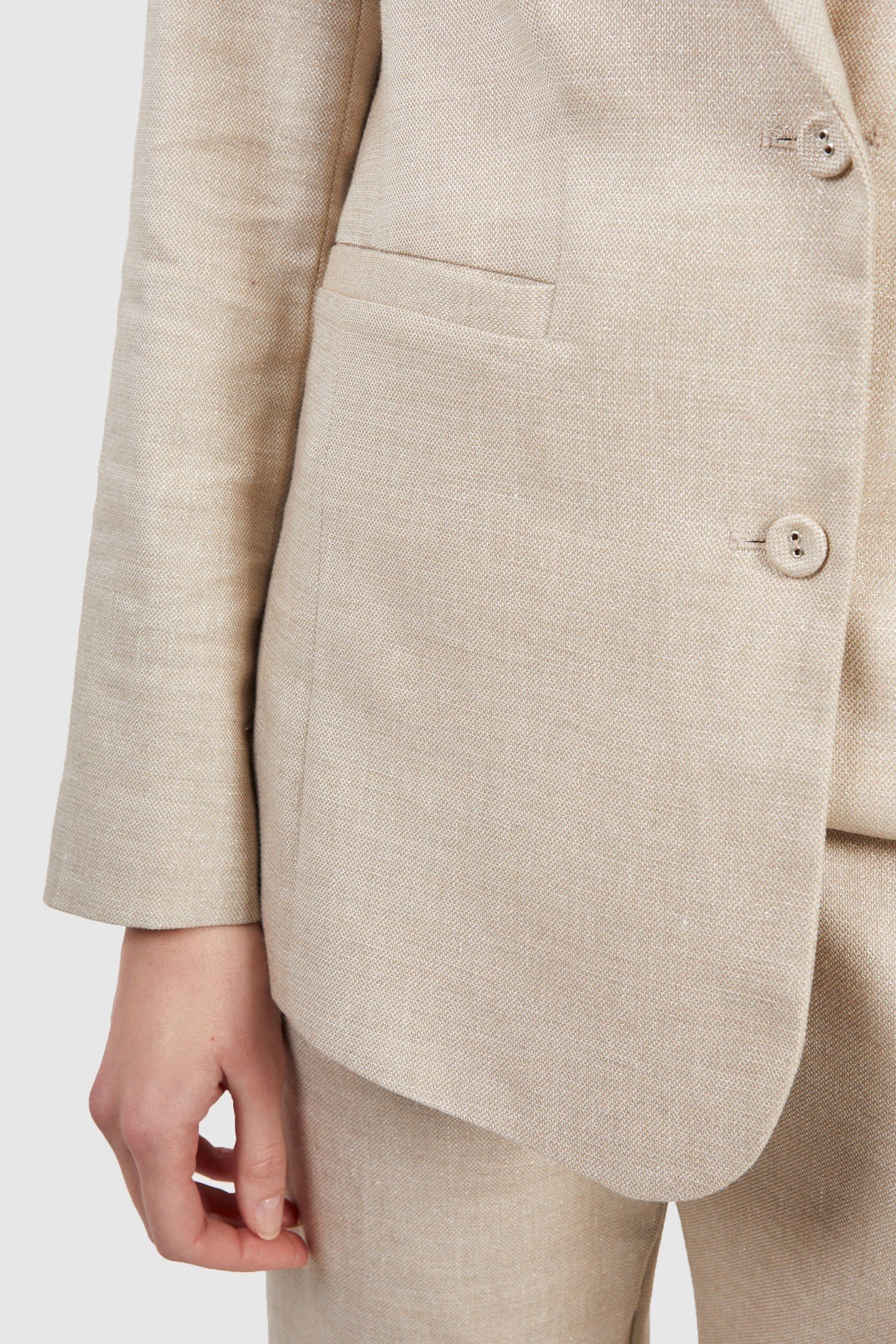 IRIDESCENT BEIGE LINEN-BLEND SUIT JACKET 5