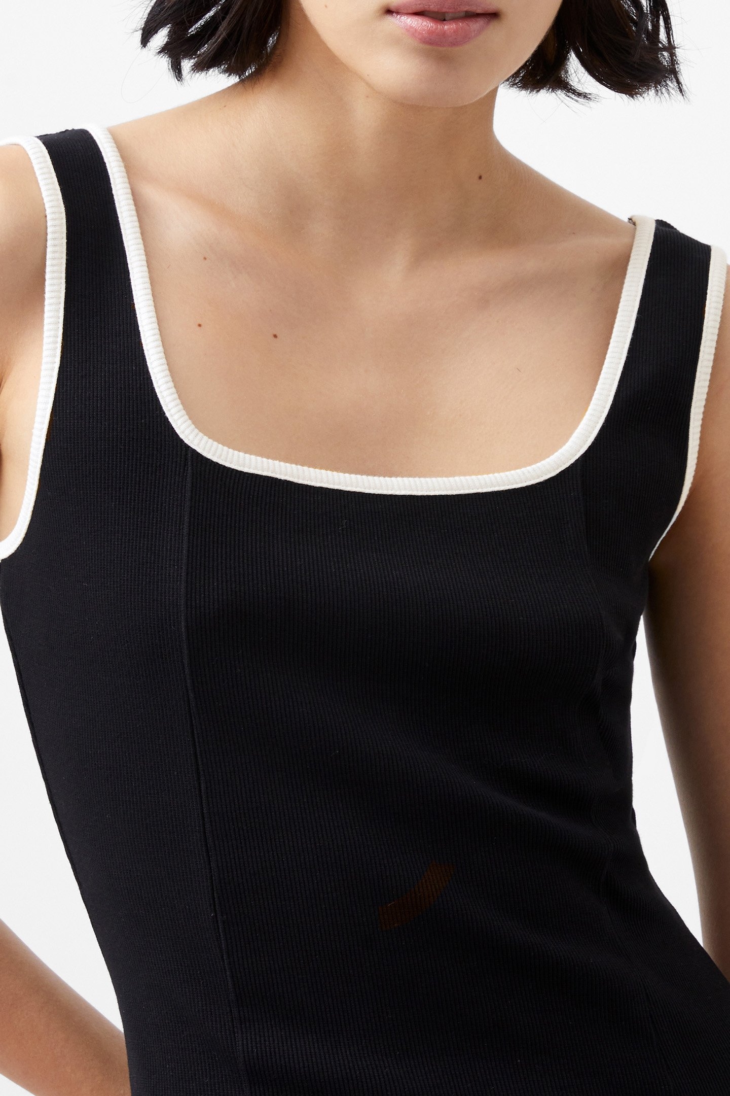 RASSIA RIB CONTRAST NK MIDI DR BLACK/PORCELAIN CREA 4