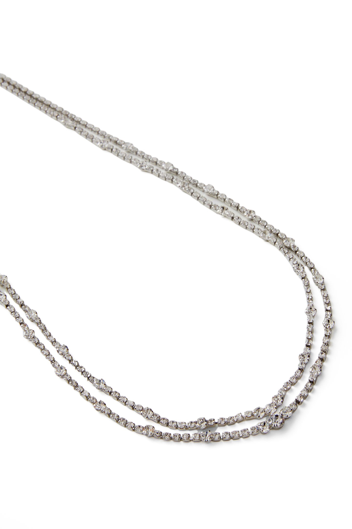 DOUBLE ROW DIAMENTE NECKLACE SILVER/DIAMANTE 2