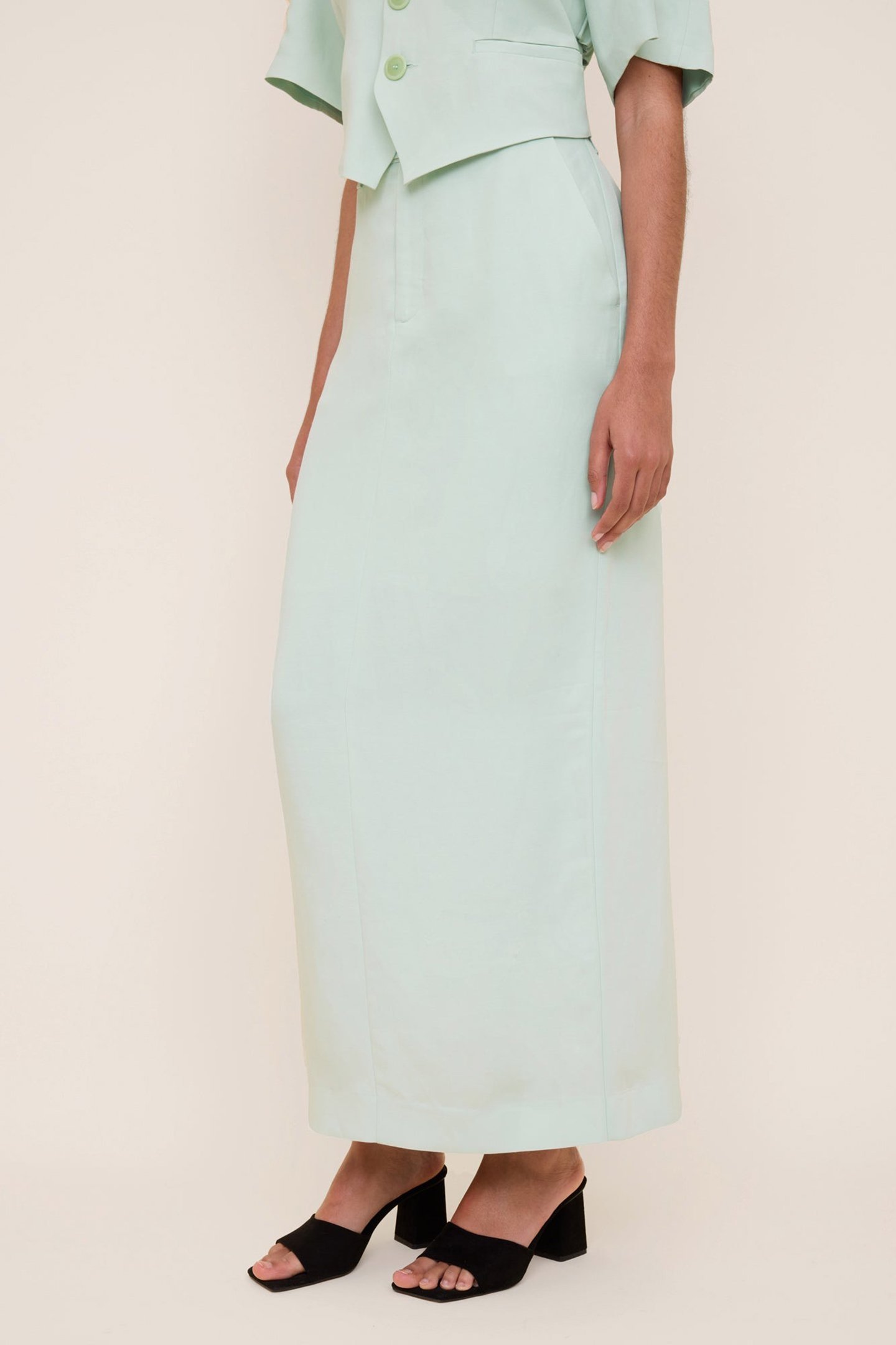 LINEN MAXI SKIRT MISTY BLUE 1