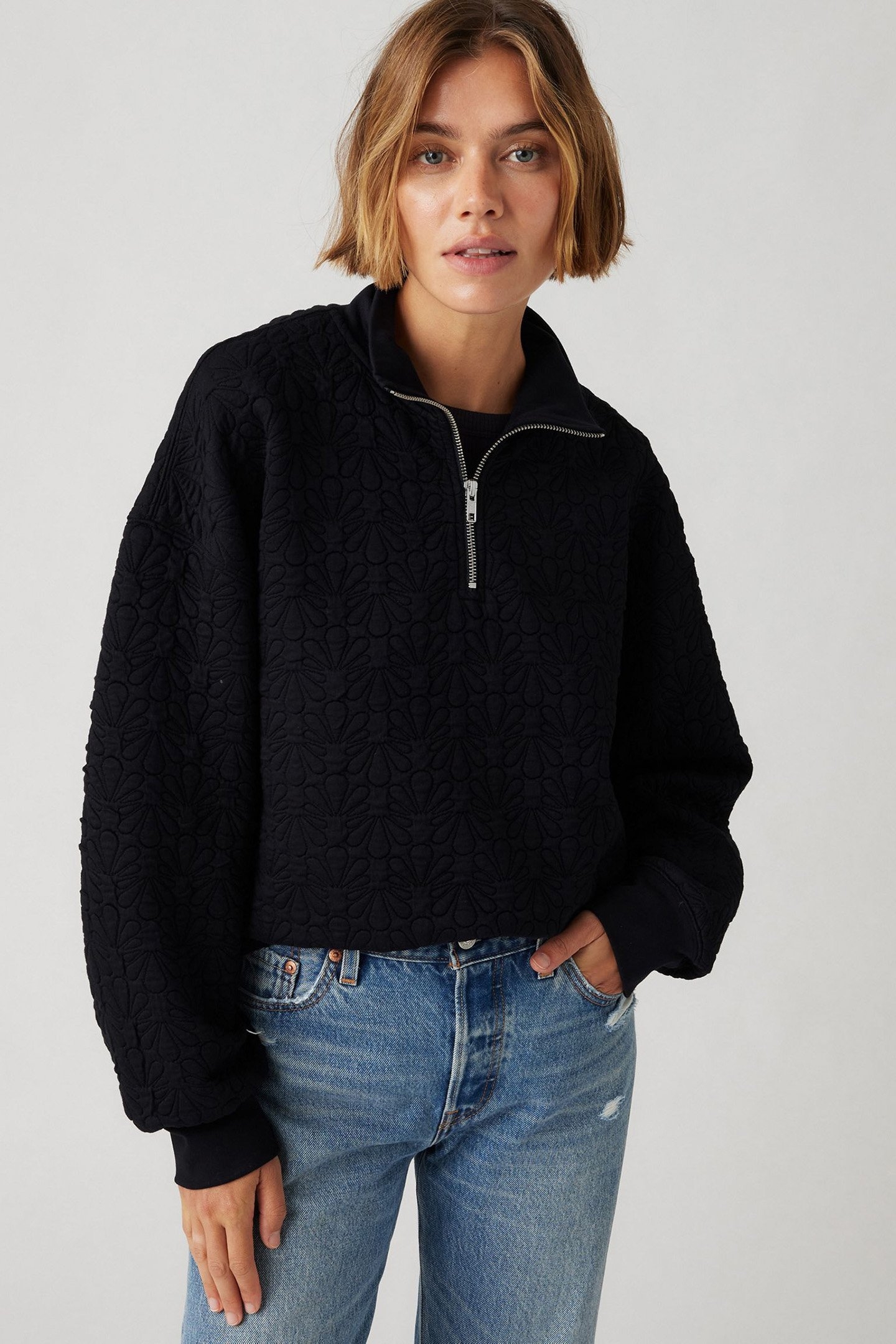 NAVARRO QUILTED 1/4 ZIP ANTHRACITE NIGHT 3