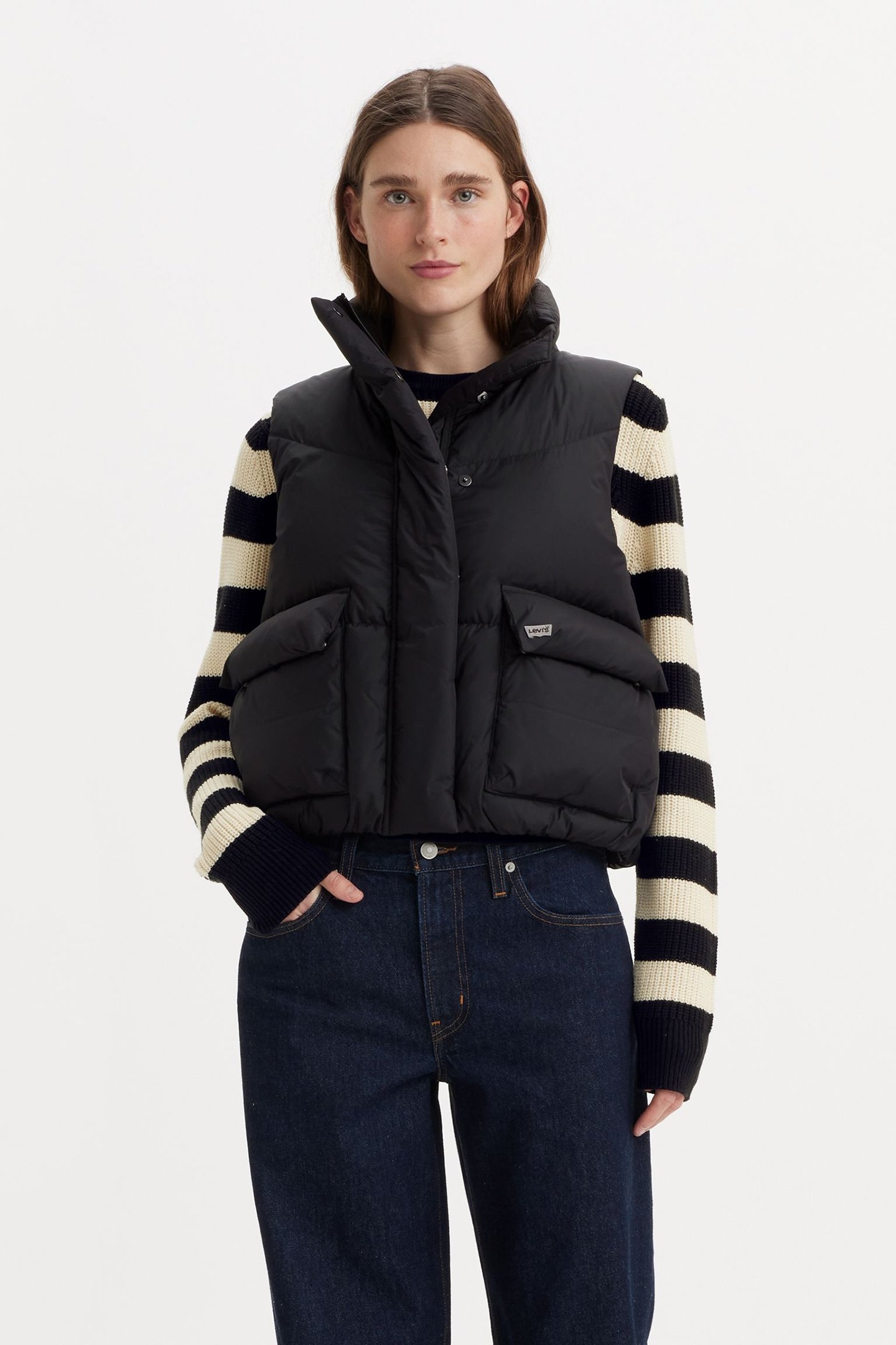 WESTERN BUBBLE PUFFER VEST IN CAVIAR 1