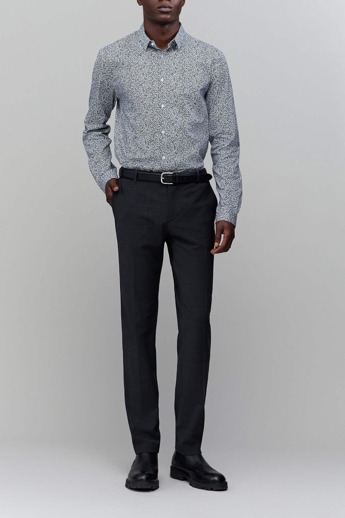 OFF-WHITE SLIM SHIRT IN NAVY VEGETABLE PRINT 3