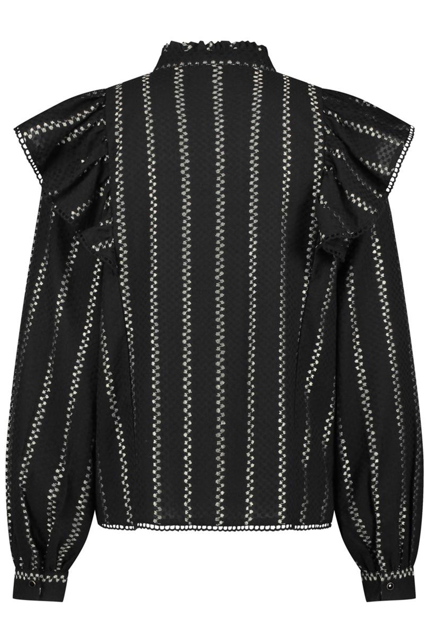 BLOUSE DOBBY RUFFLE BLACK 4
