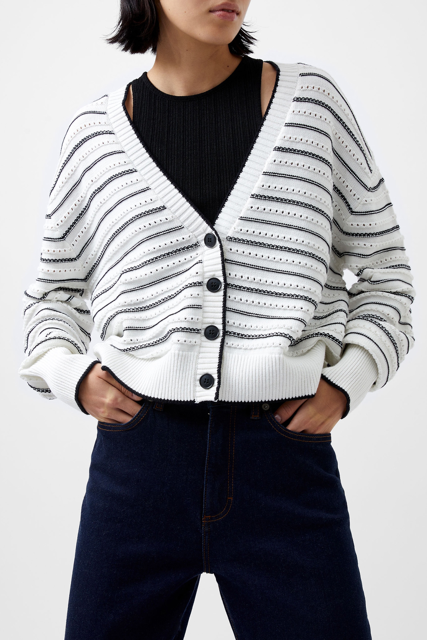 OSKIE L/S CARDIGAN WINTER WHITE/MOONLES 1