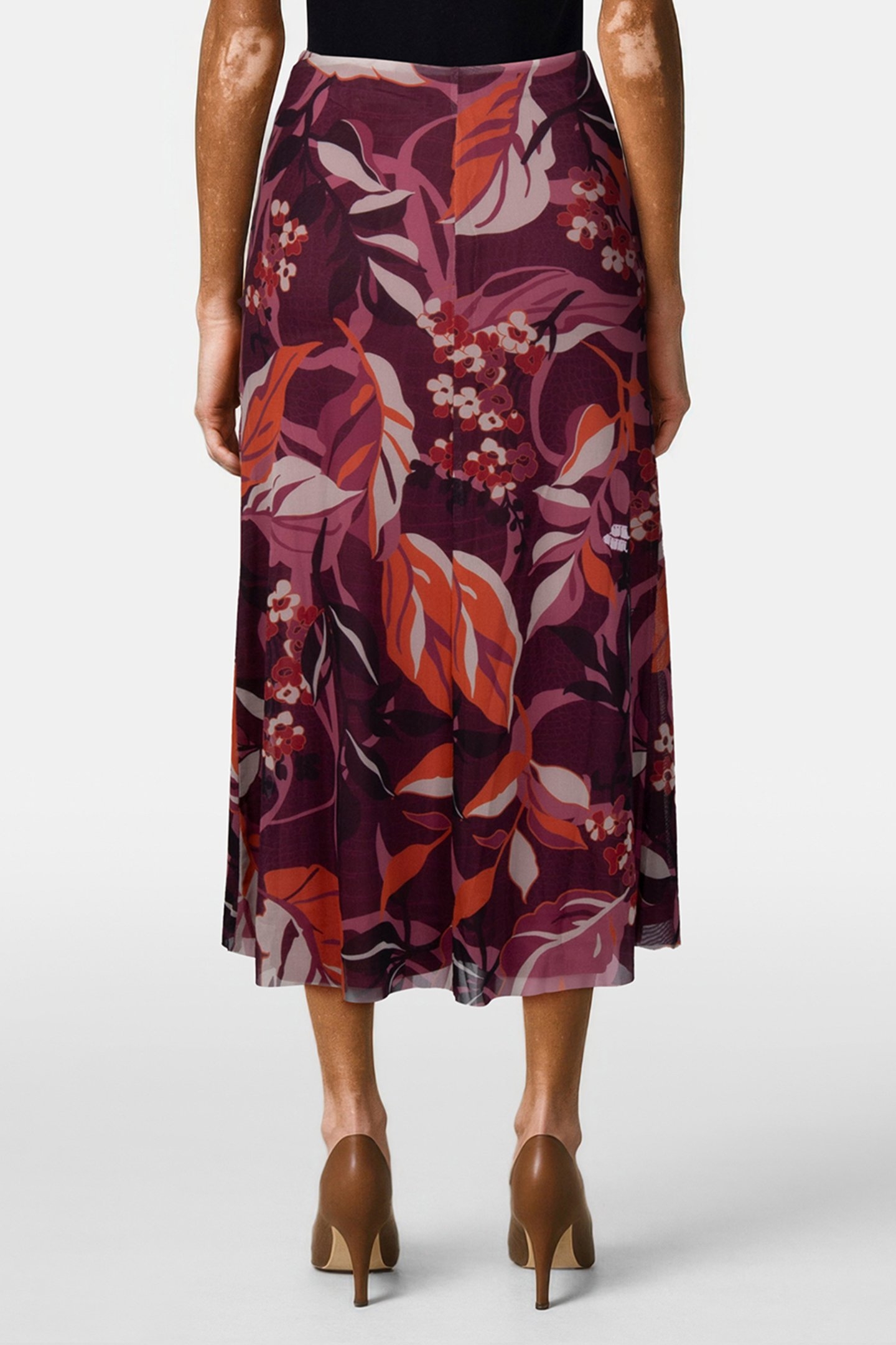 SKIRT MESH LEAVES PRINT PURPLES 2