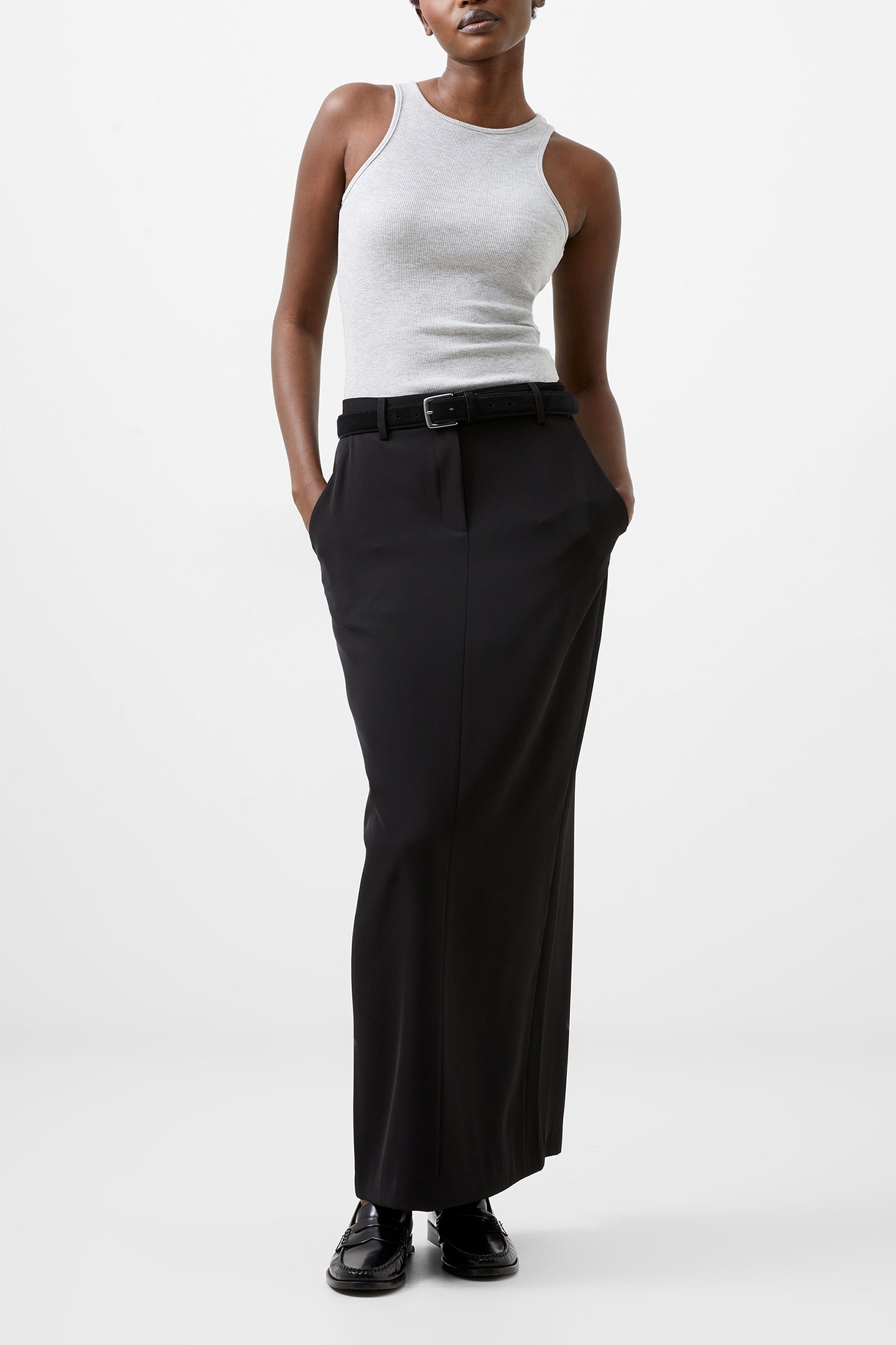 HARRIE SUITING MIDI SKIRT BLACKOUT 1