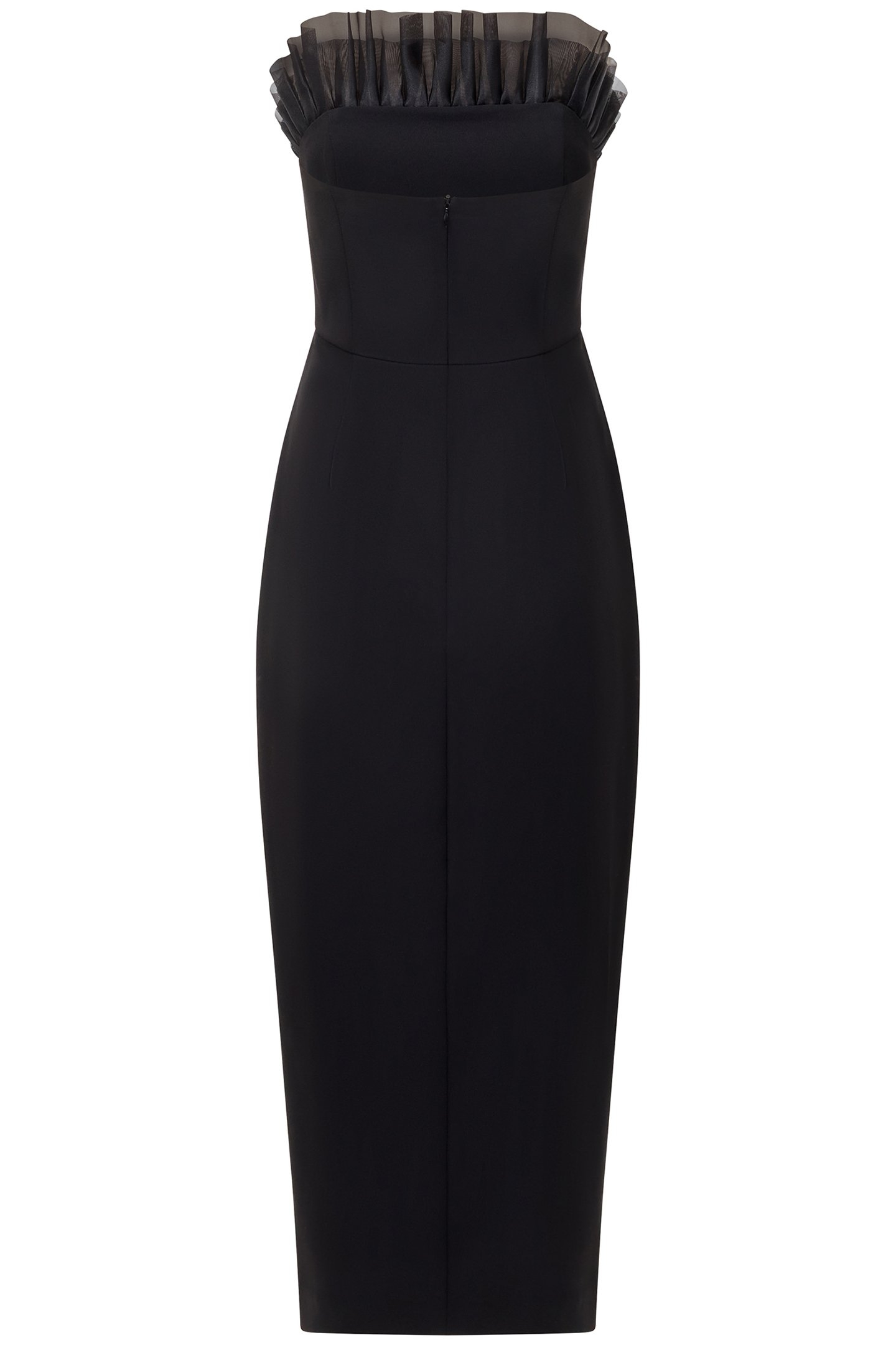 BANDEAU ORGANZA MIX FRILL MIDI DRESS BLACK 3