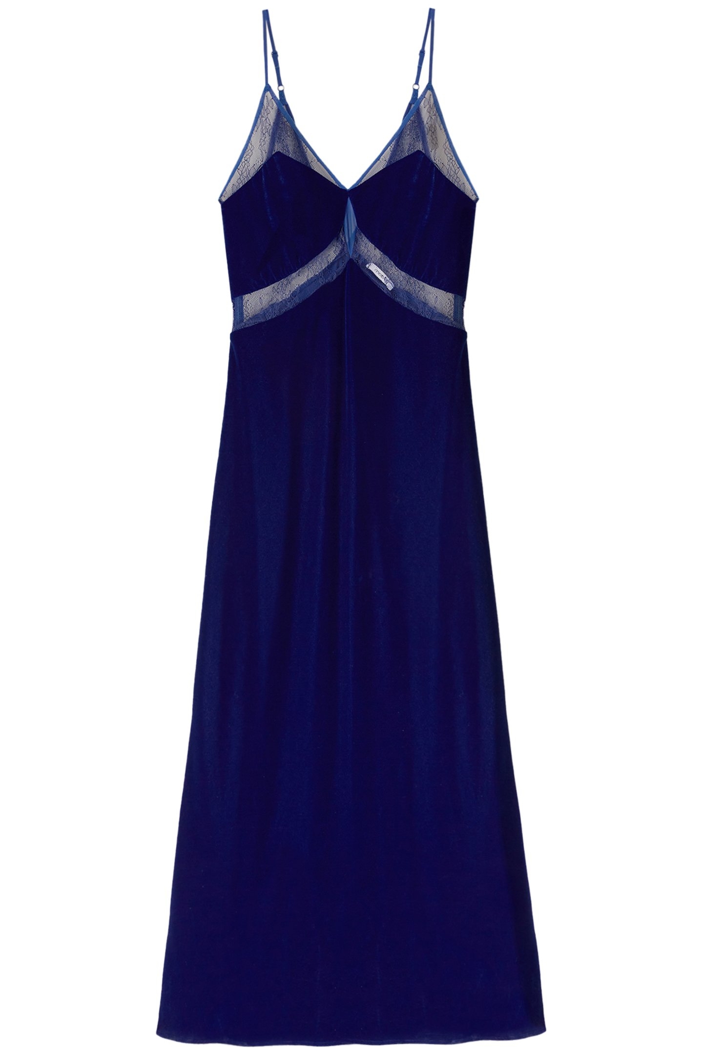 SMOOTH VELVET AND LACE LINGERIE DRESS BLUE 3