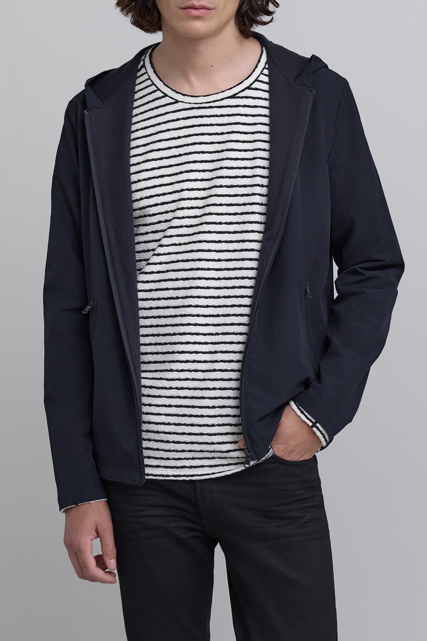 NAVY LIGHT HOODED JACKET 1