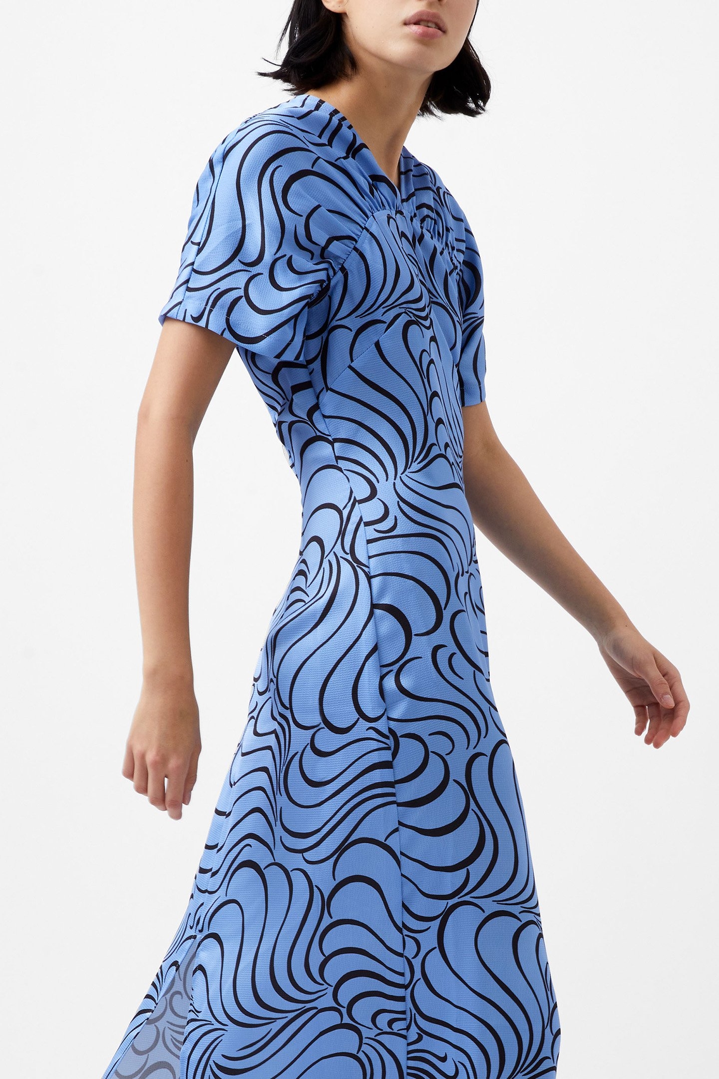 FELECIA ELIZA DRESS DUSTED BLUE/BLACKOUT 4