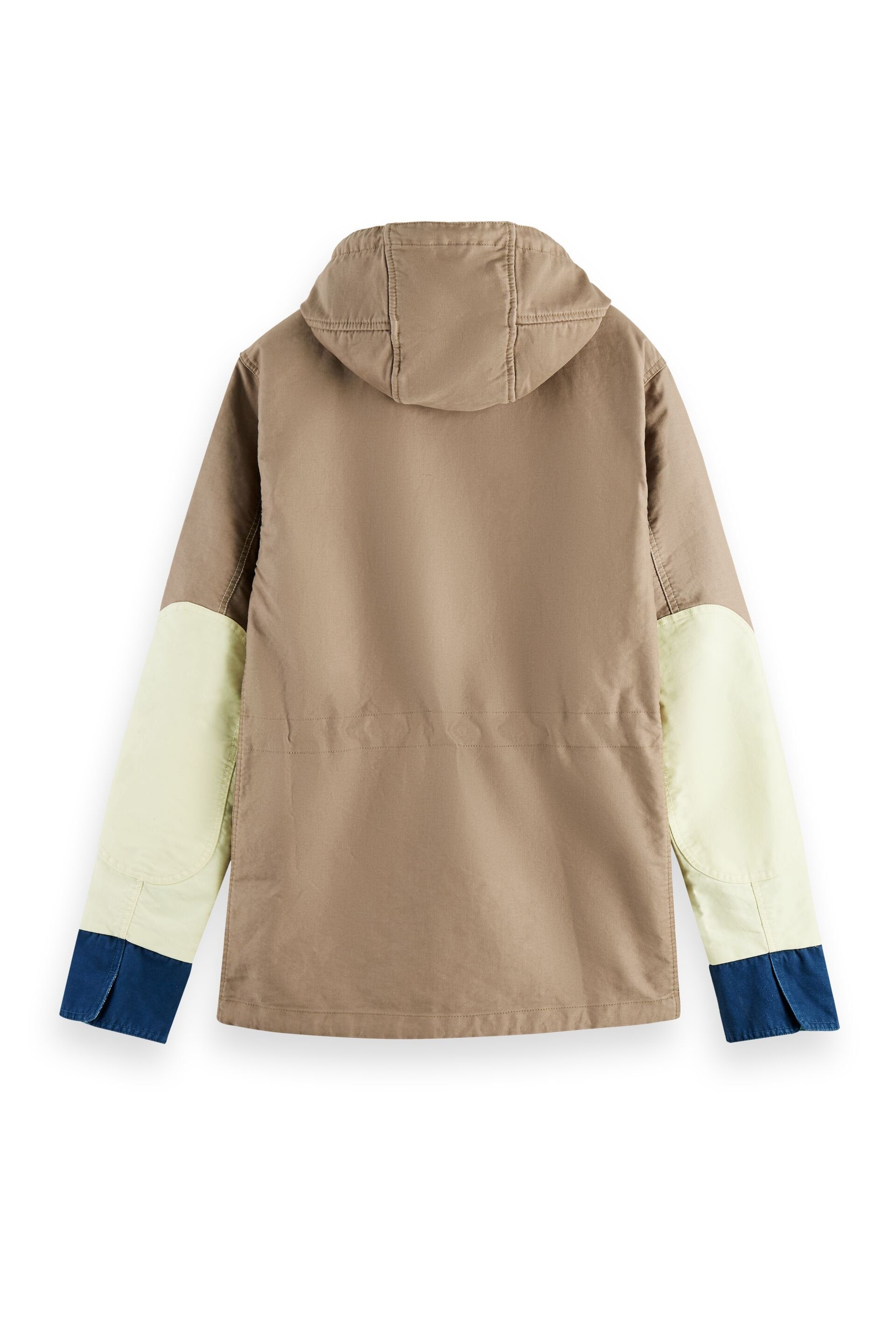 WASHED HOODED COLOUR BLOCK JACKET IN ORGANIC COTTON COMBO A 2