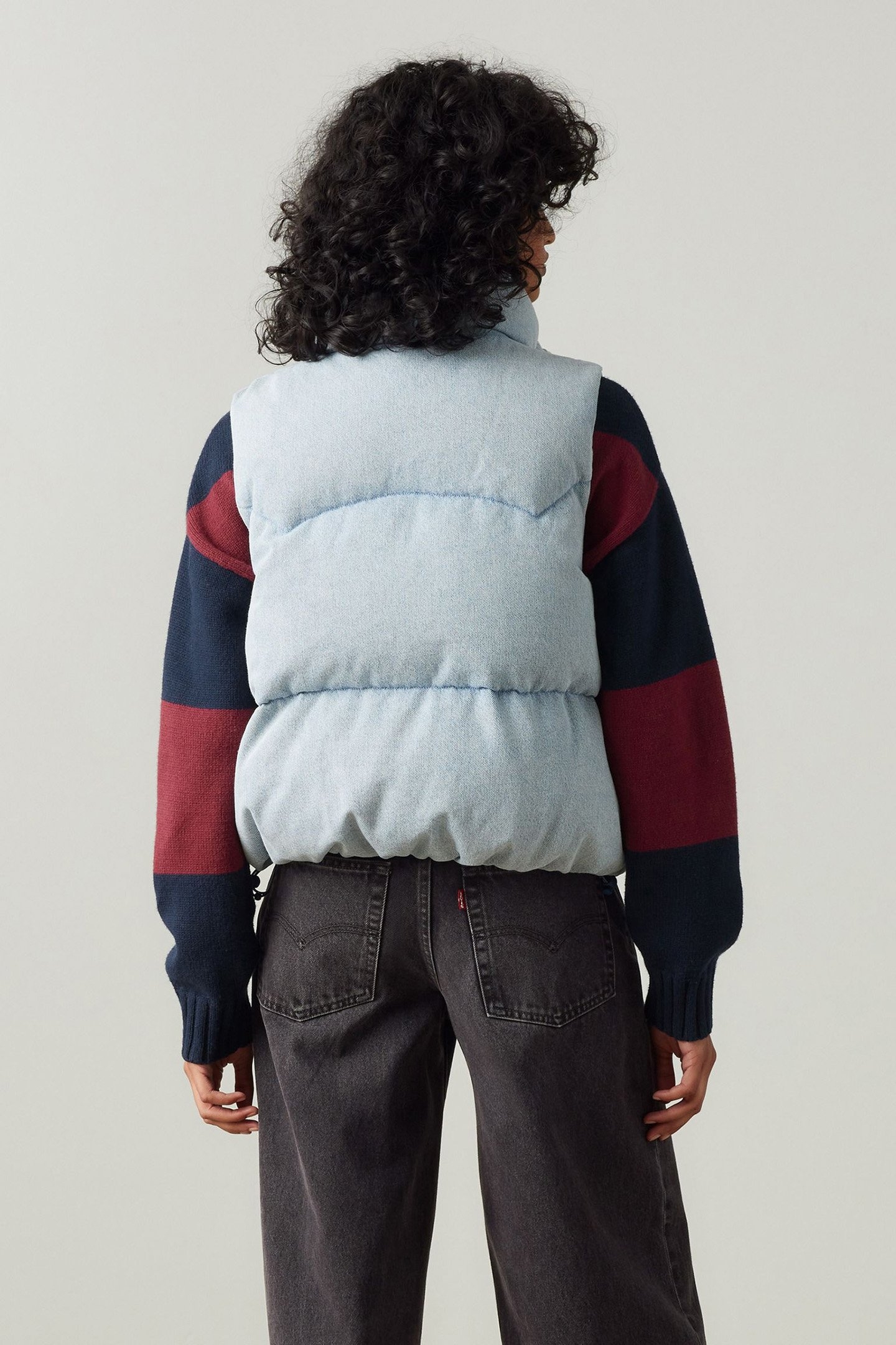 WESTERN BUBBLE PUFFER VEST IN BLUE 2