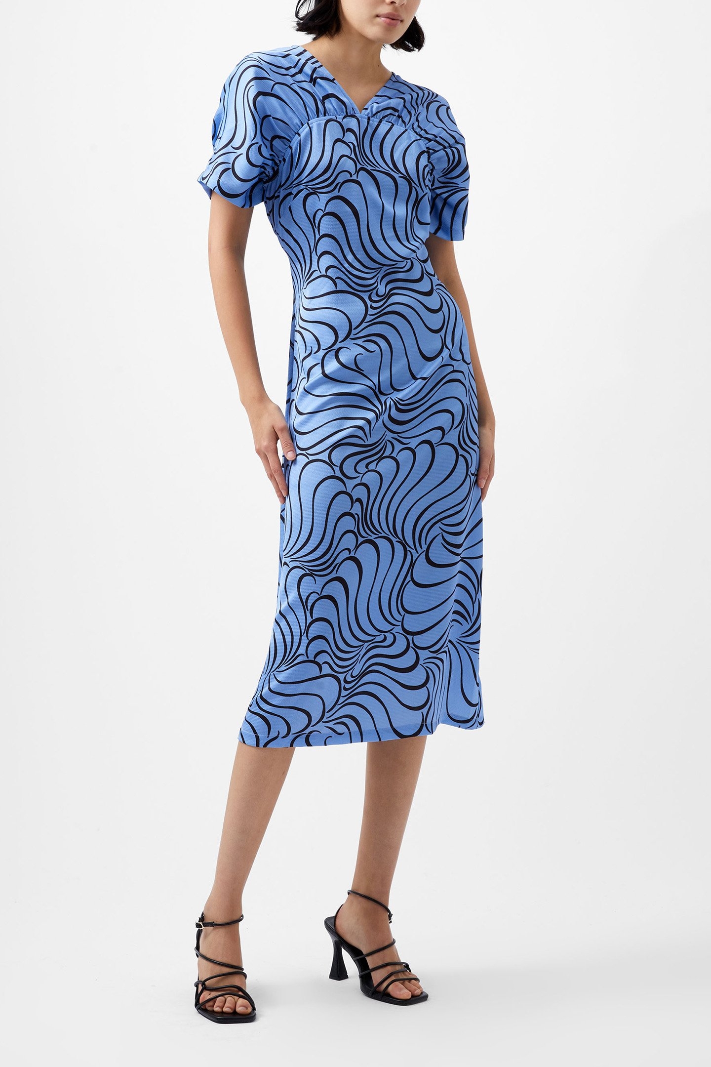 FELECIA ELIZA DRESS DUSTED BLUE/BLACKOUT 1