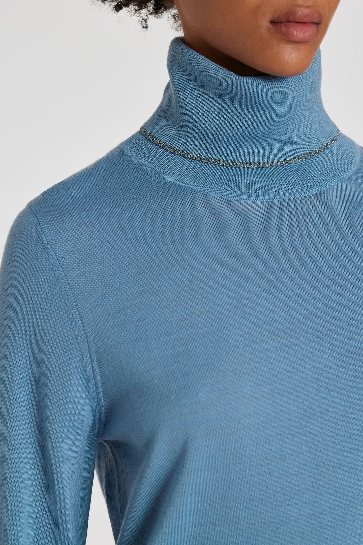 KNITTED SWEATER ROLL NECK PETROL BLUE 4