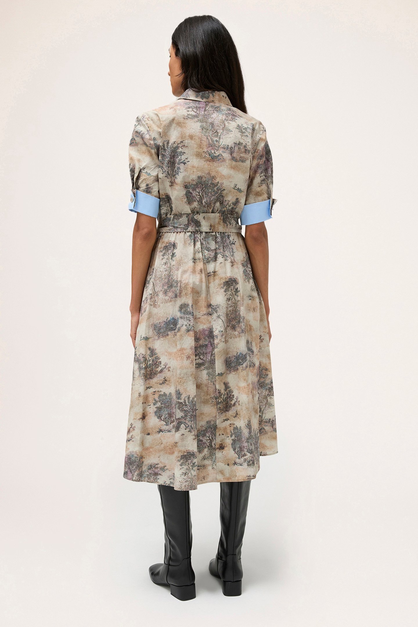 PRINTED COTTON CHEMISIER DRESS BEIGE 2