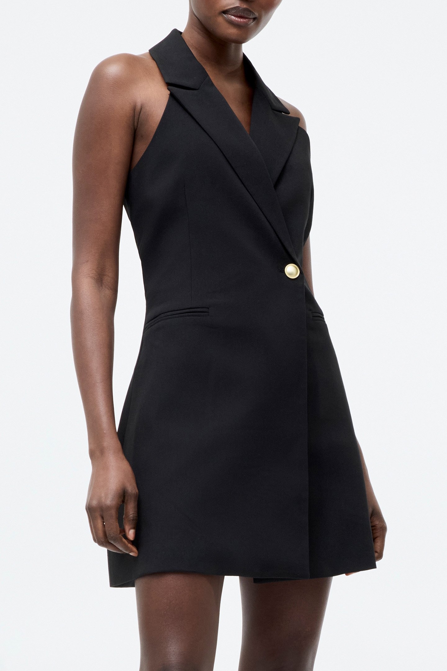 HALTERNECK BLAZER MINI DRESS BLACK 1