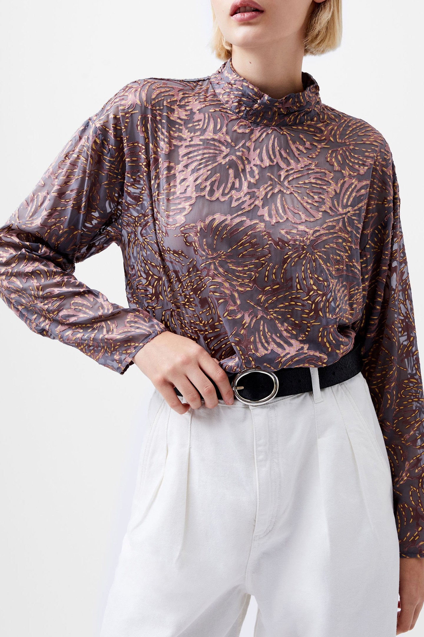 BECKY BURNOUT TURTLE NECK TOP BRONZE MULTI 4