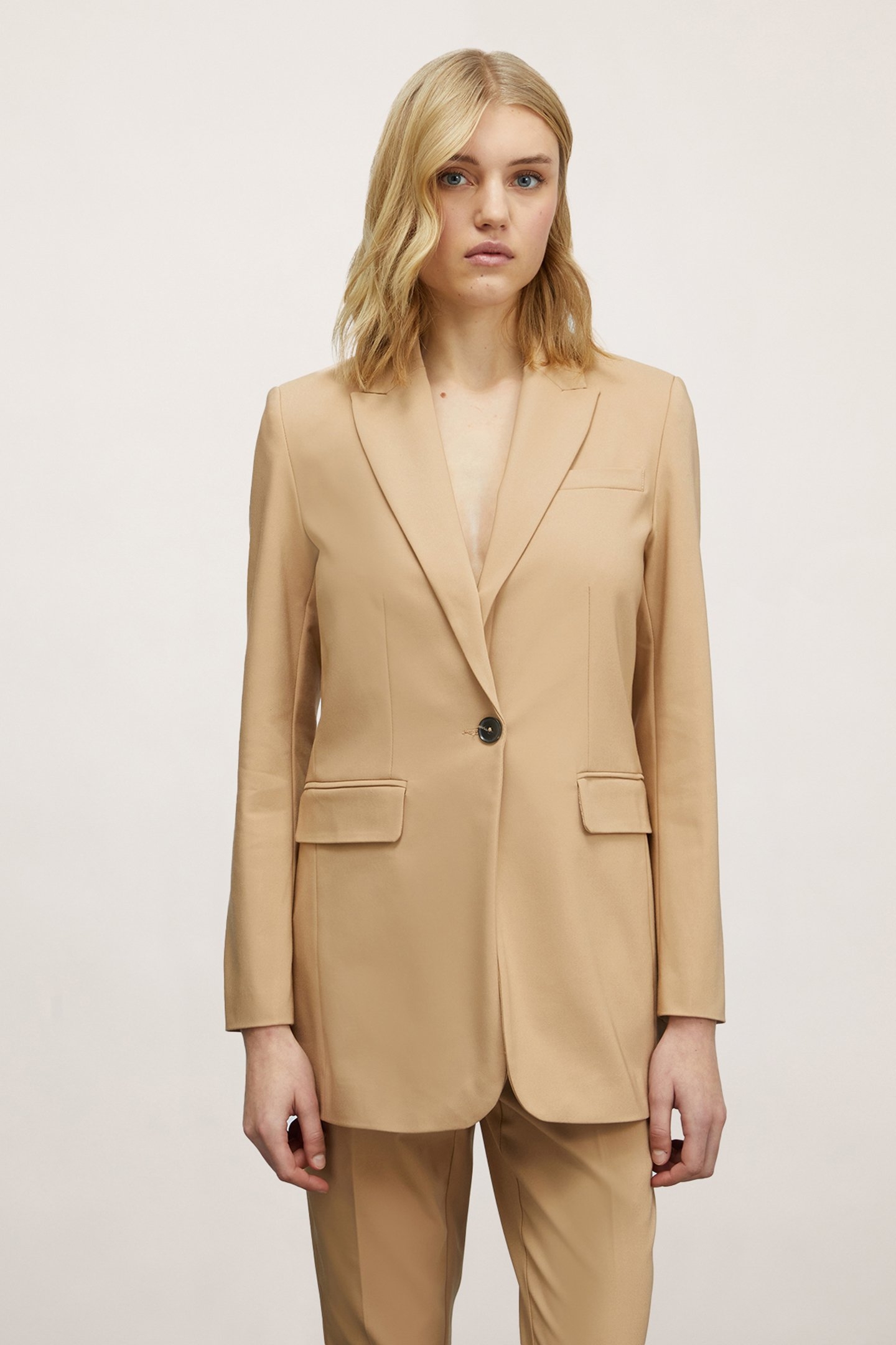 SINGLE-BREASTED BLAZER JACKET BEIGE 1