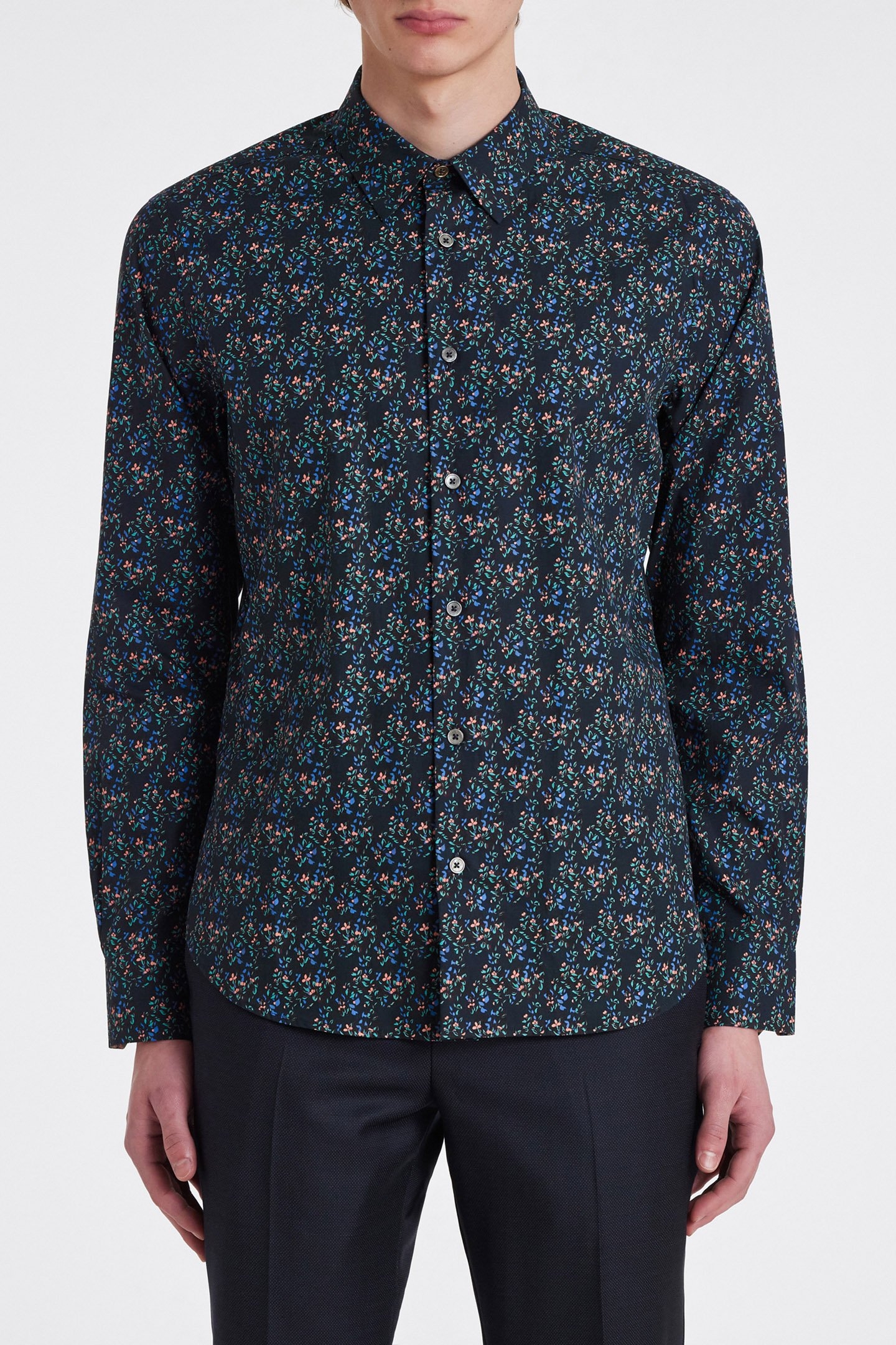 S/C SLIM FIT SHIRT NAVY 1