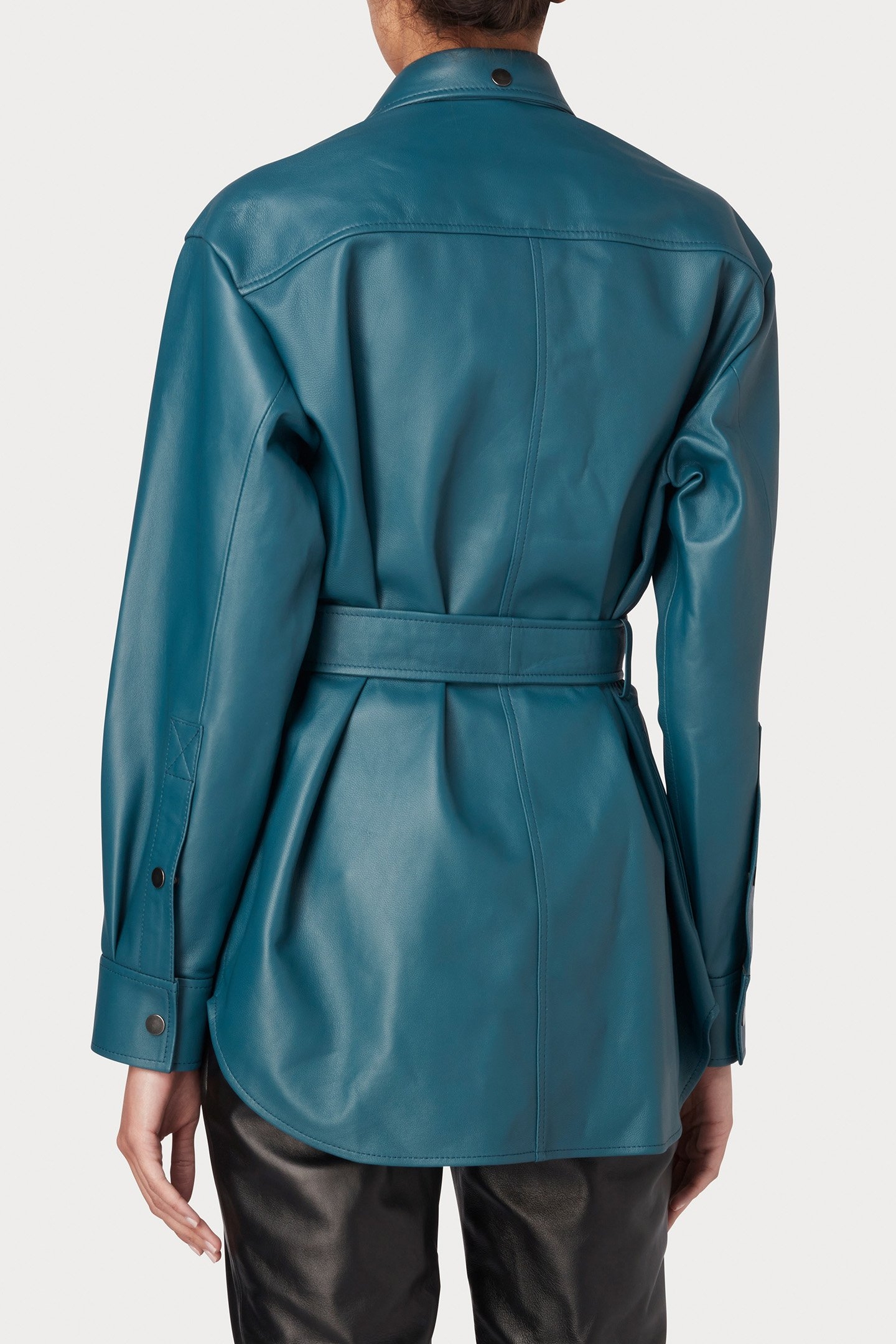 WOMENS SHIRT LEATHER PETROL BLUE 2