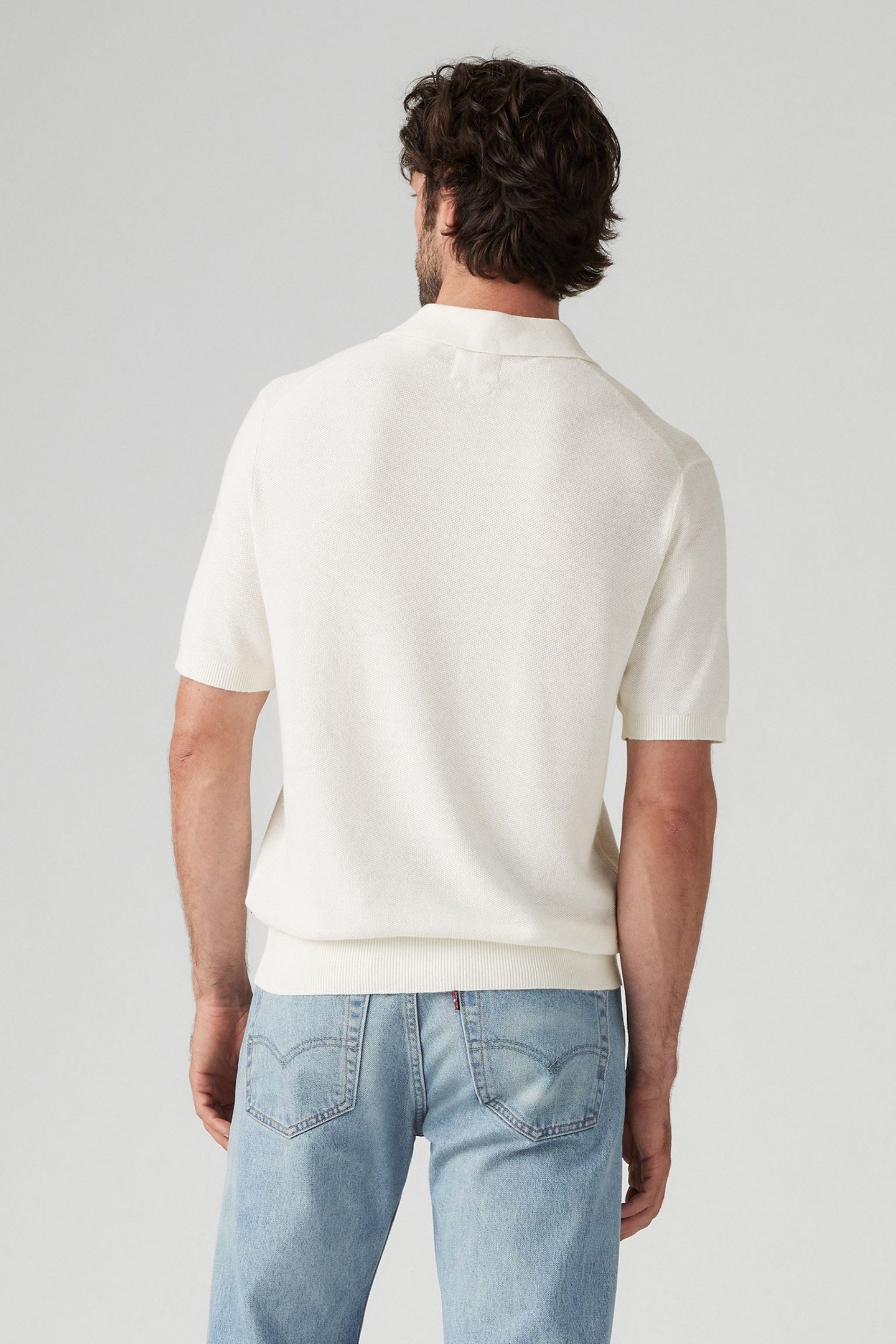 SWEATER KNIT POLO LINEN SEED STITCH BRIG 2