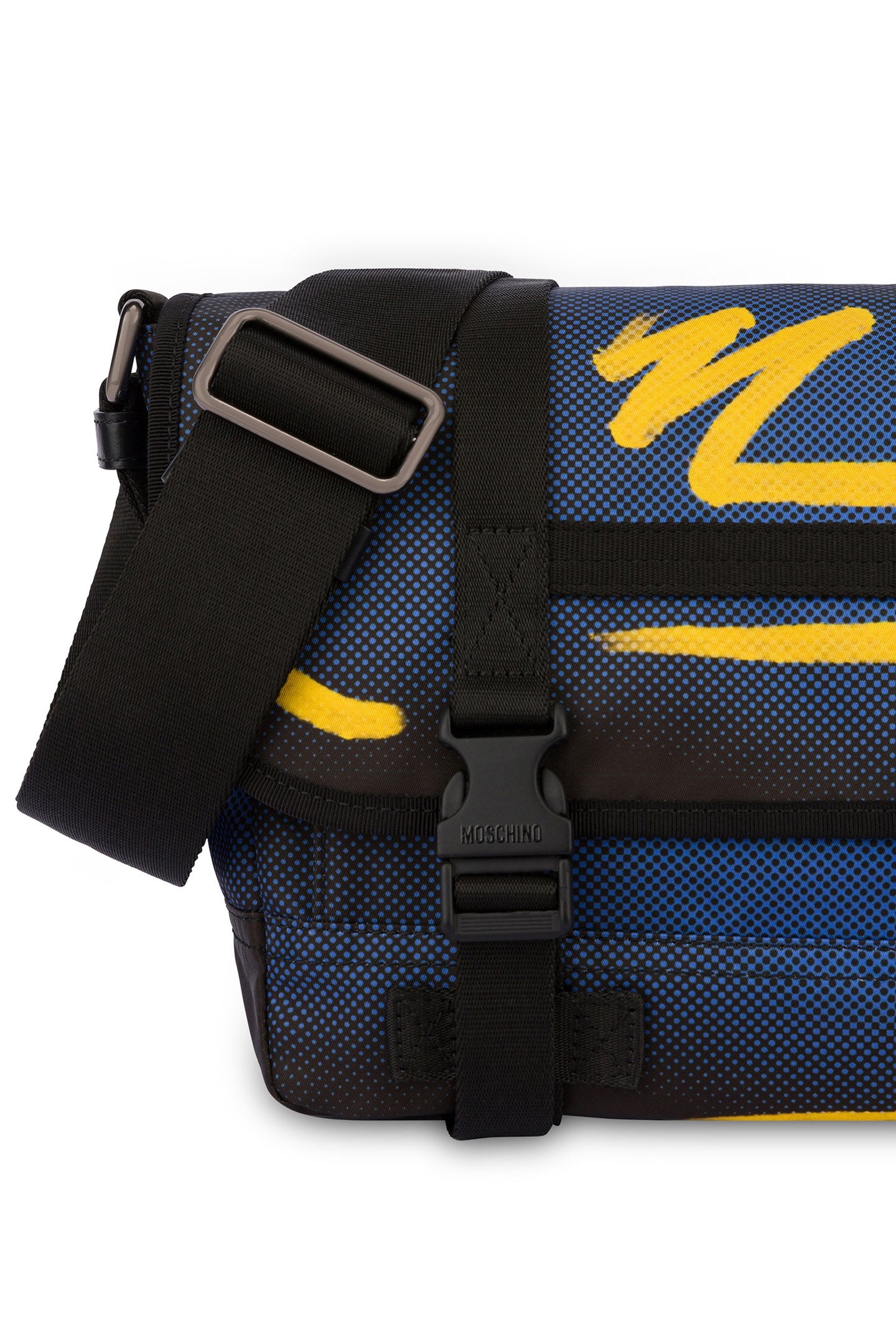 SHADOWS & SQUIGGLES NYLON MESSENGER BAG BLUE 4