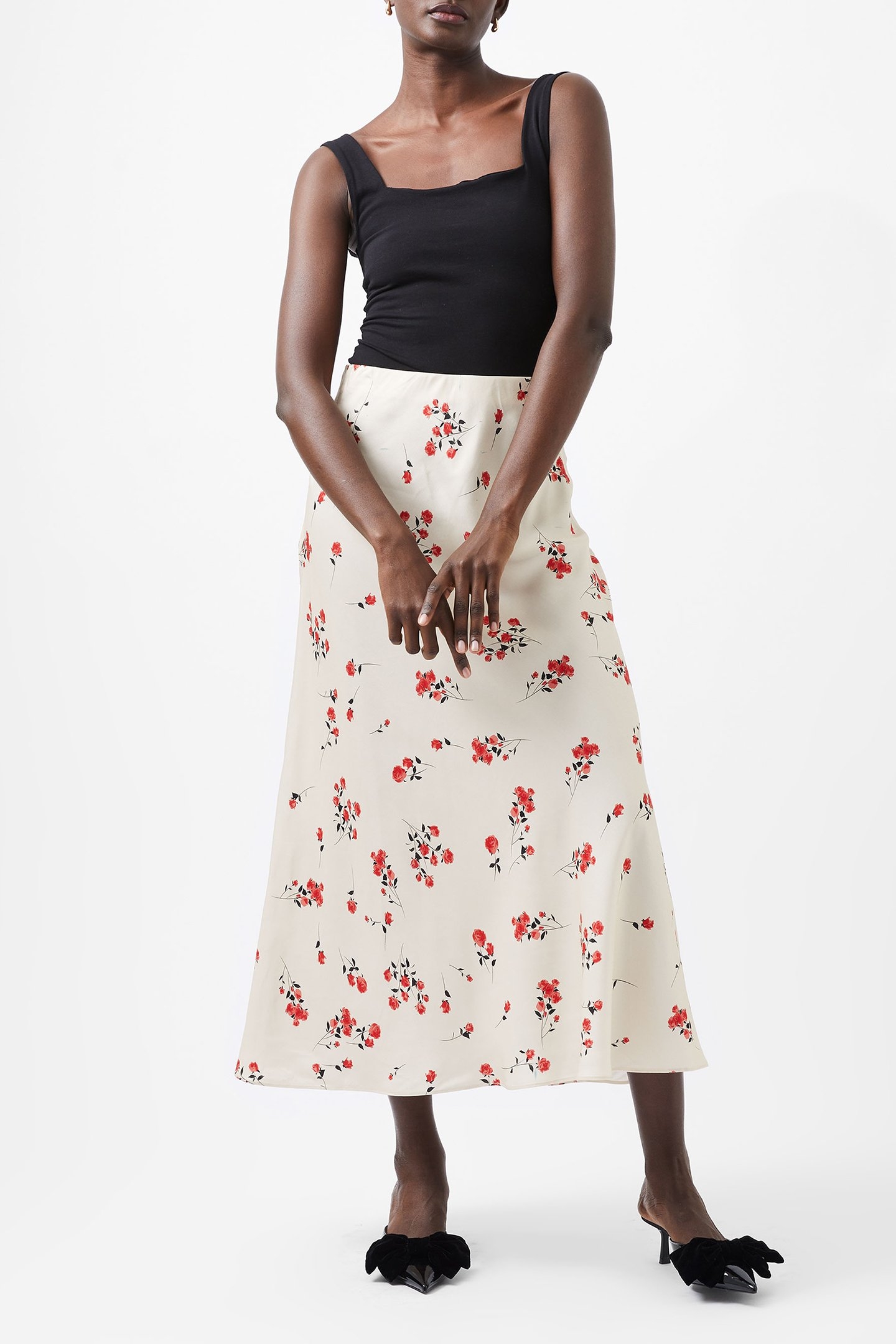 FLORAMOUR ENNIS SATIN LONG SKT CLASSIC CRM MUL 1