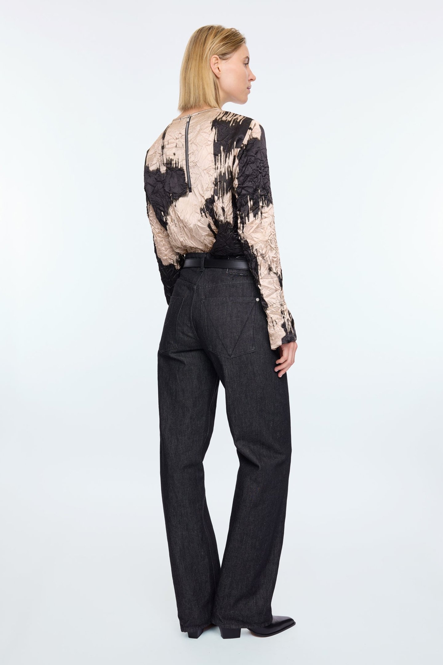 WRINKLE CHAMPAGNE TOP CHAMPAGNE/BLACK 3