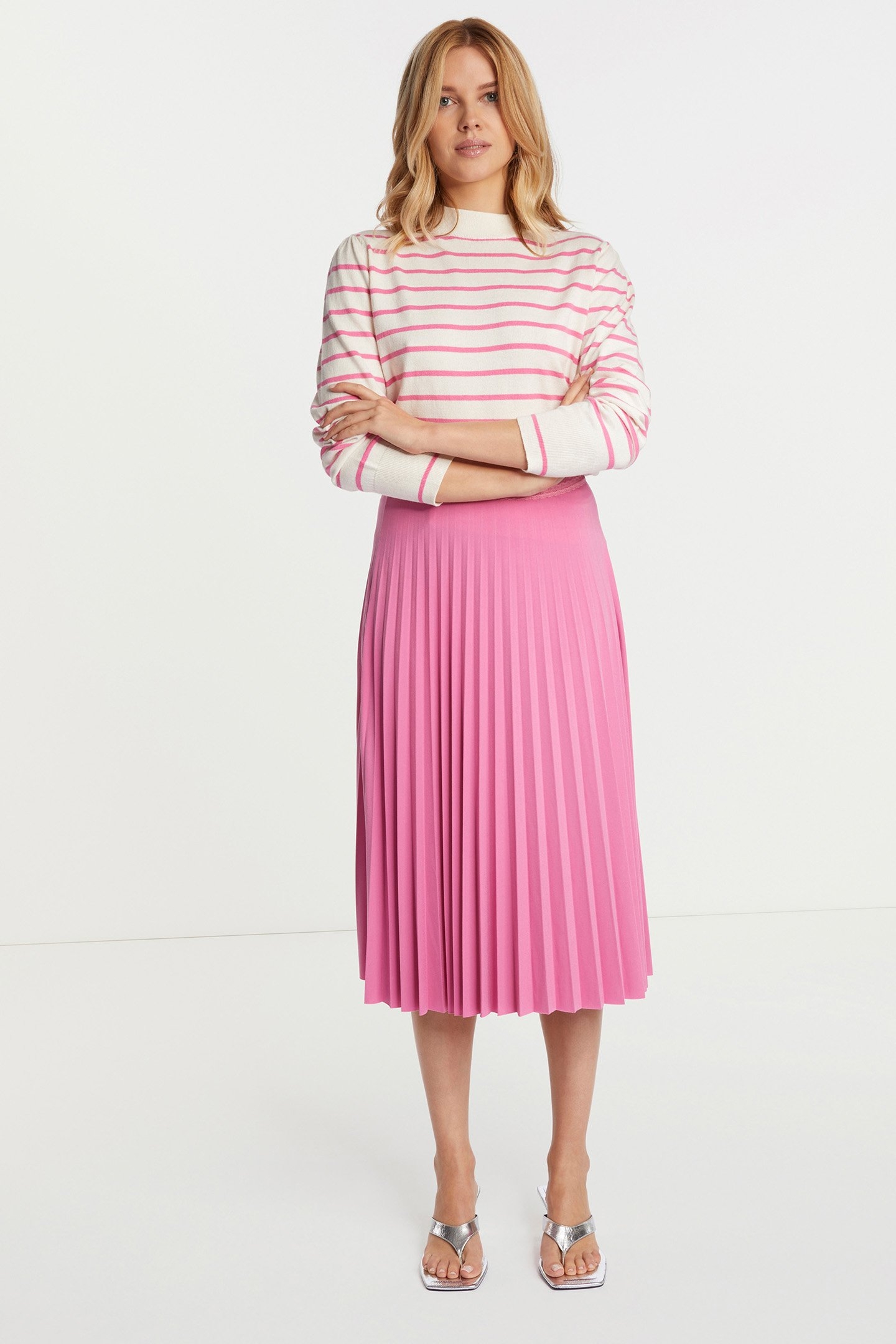 MIDI PLISSEE SKIRT RECYCLED PINK POWER 1
