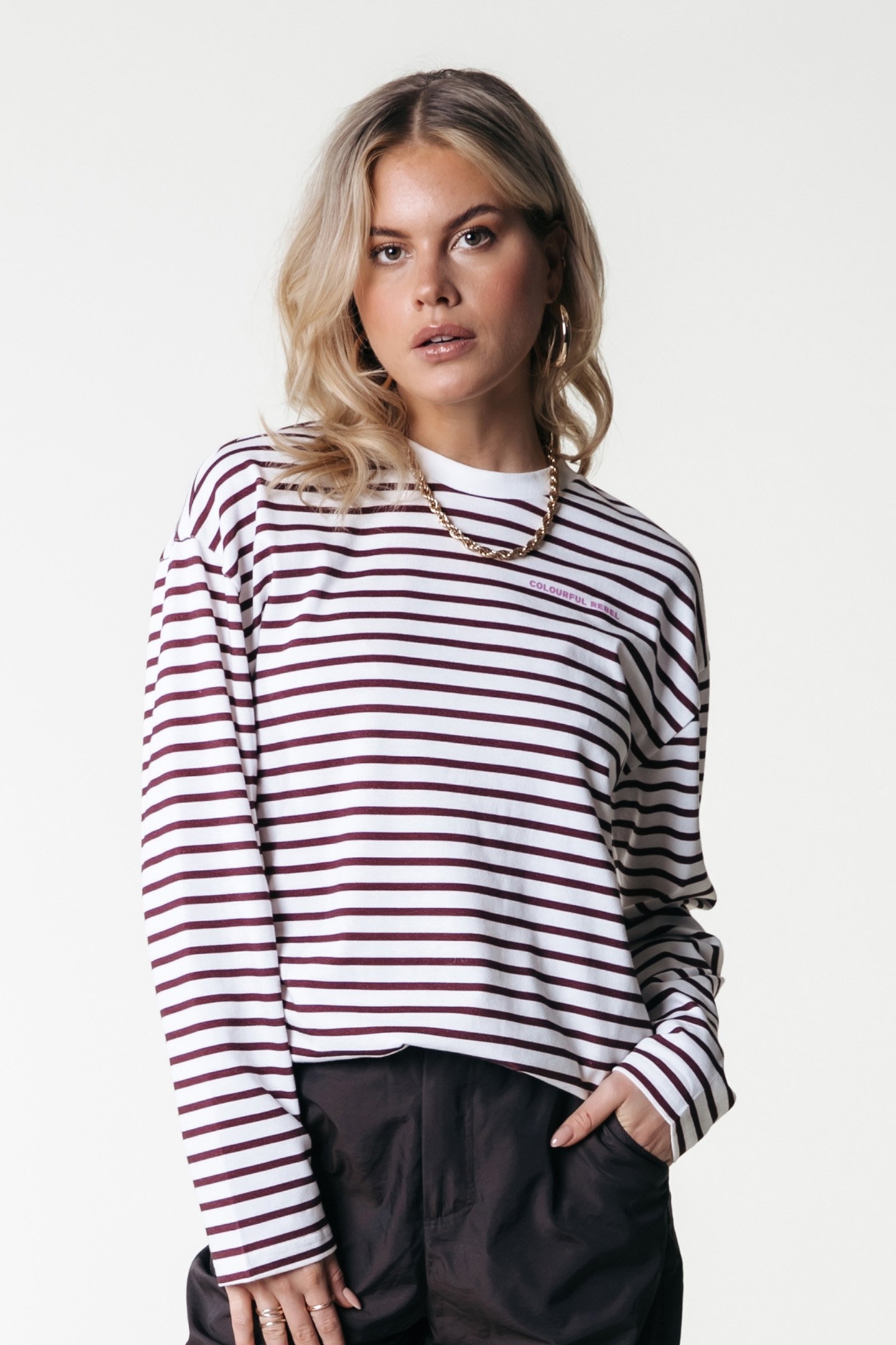 MOTHER EARTH STRIPE LONGSLEEVE TEE PORT RED 1
