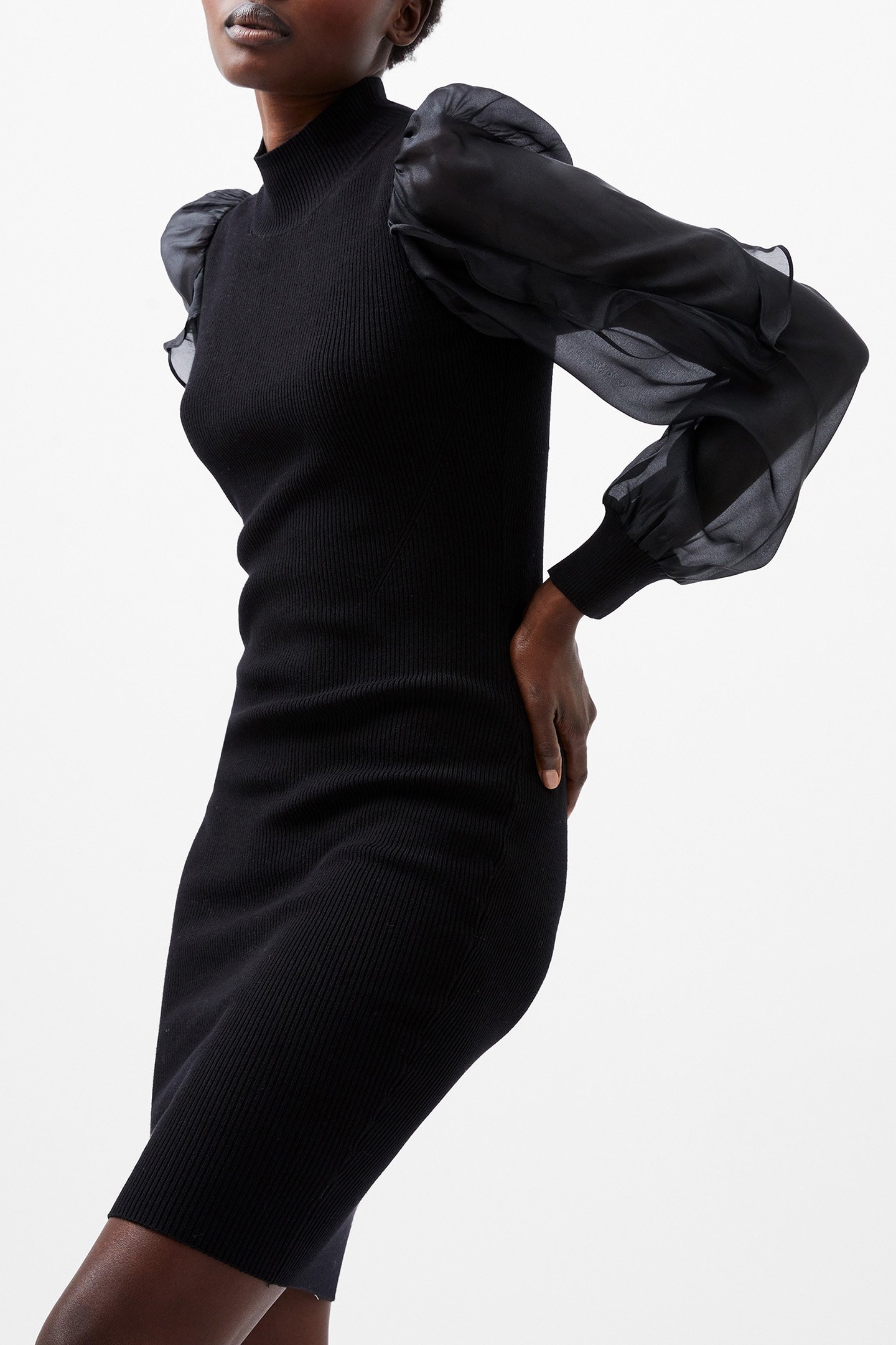 KRISTA ORGANZA PUFF SLV DRESS BLACKOUT 4