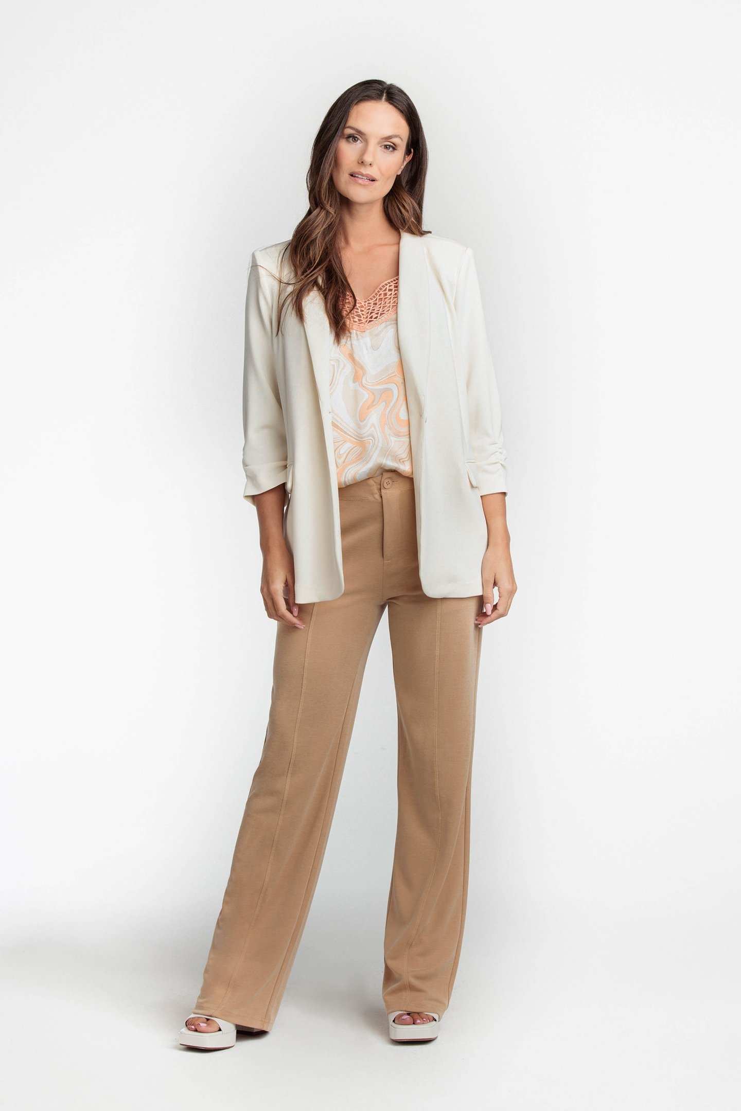TROUSERS MODAL WIDE LEG LIGHT CARAMEL 1