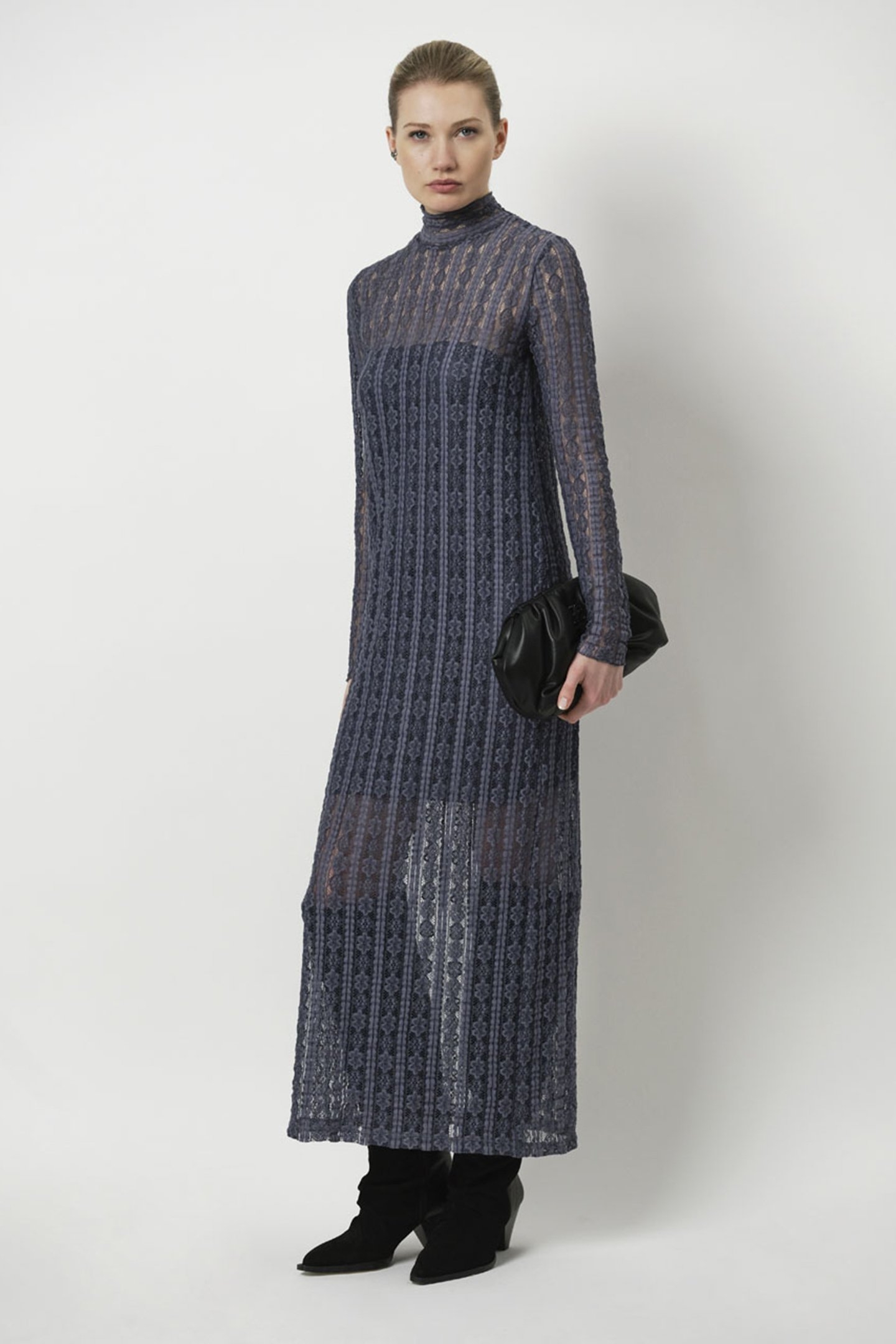 UNIQUE LACE MAXI DRESS ASH BLUE 4