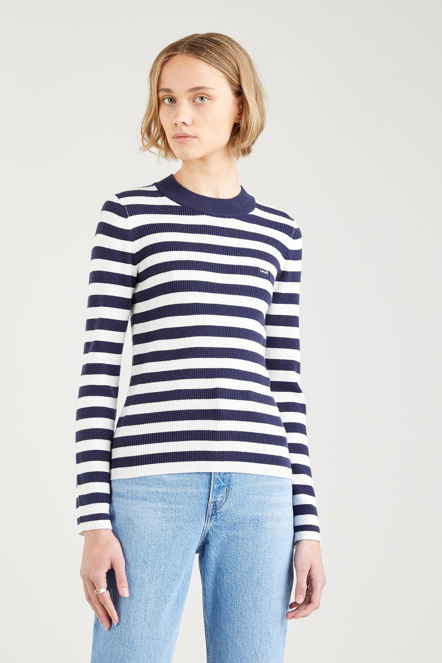 RIB CREW SWEATER OREO COOKIE MULTI STRIP 1