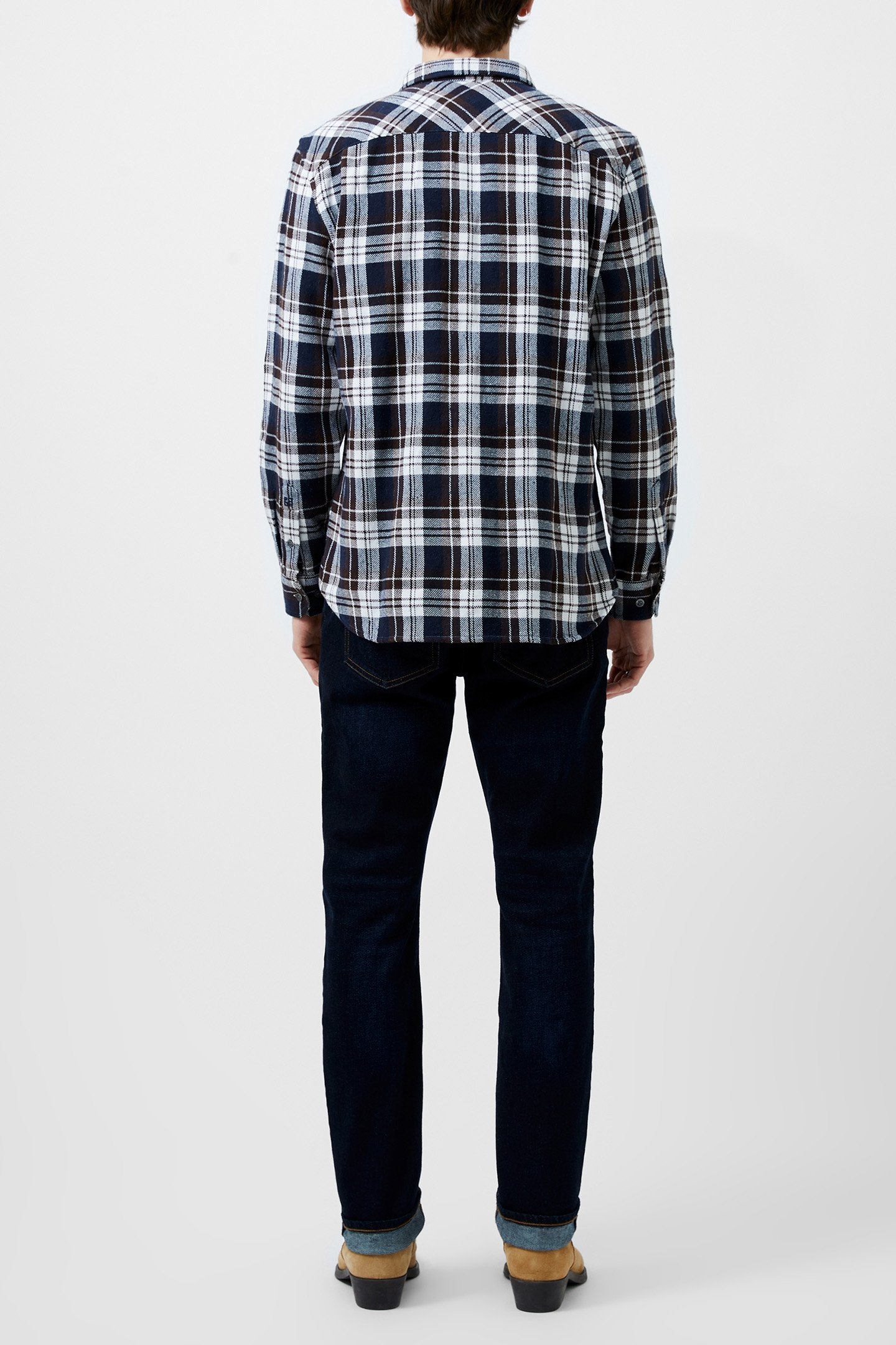 UNBRUSHED FLANNEL CHECK SHIRT NAVY CHECK 3