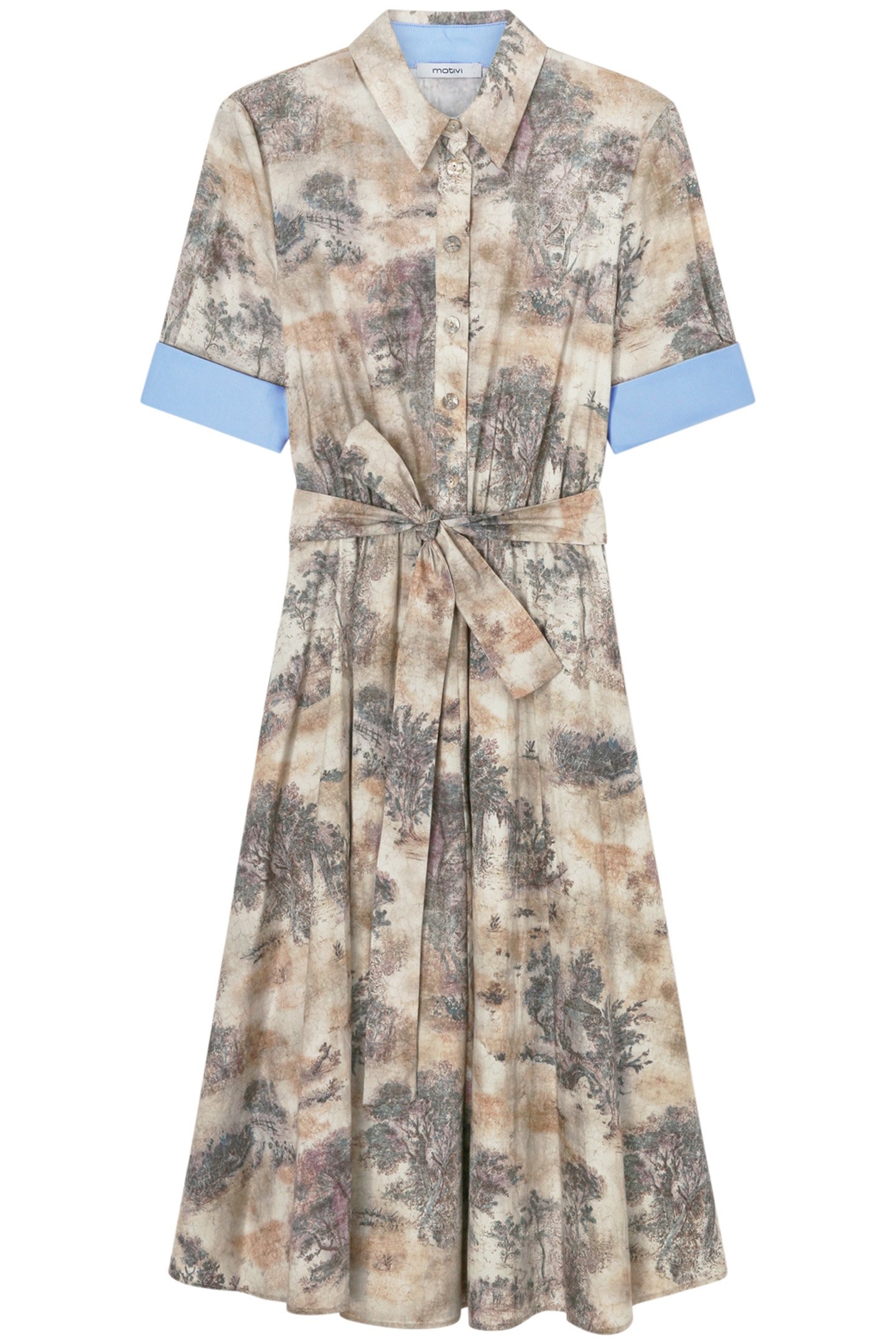 PRINTED COTTON CHEMISIER DRESS BEIGE 3