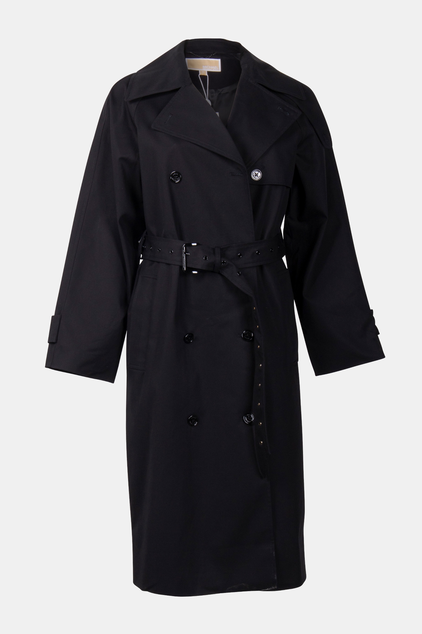 DOUBLE BREASTED OVERSIZED BELTED TRENCH COAT IN BLACK 3